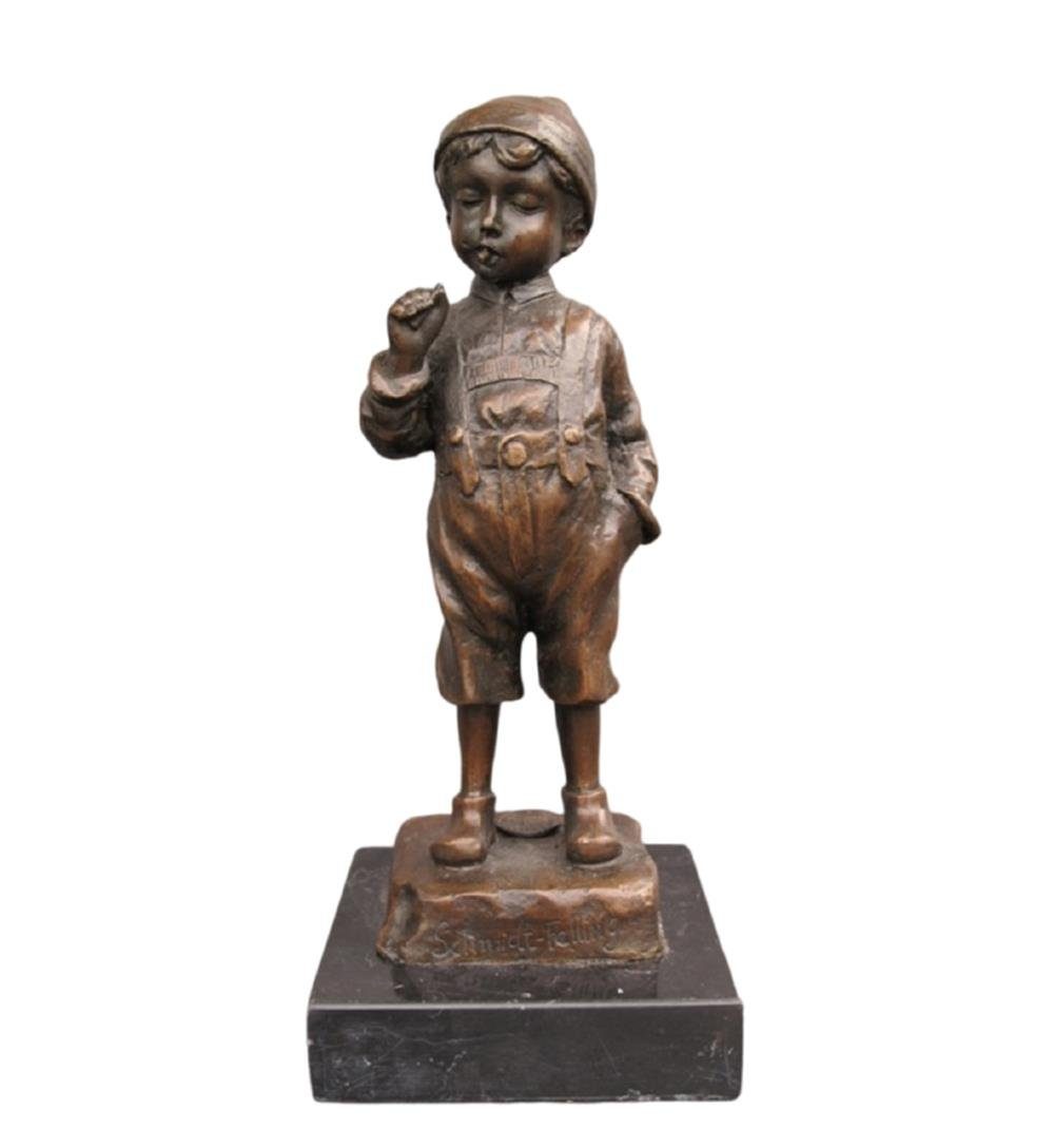 signiert Bronzefigur, Rauchender Linoows kleine Bronze Bronze Figur, Felling "Der Skulptur, Knabe Schmidt Dekoobjekt Raucher",
