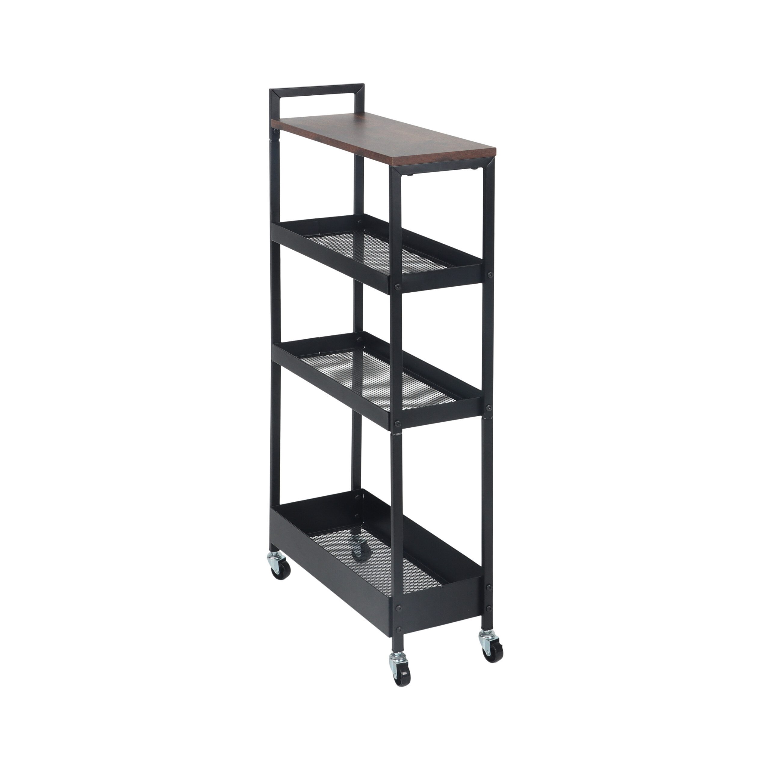 relaxdays Regalwagen Nischenwagen Industrial-Design, 1-tlg., Industrial-Schwarz, 98 cm