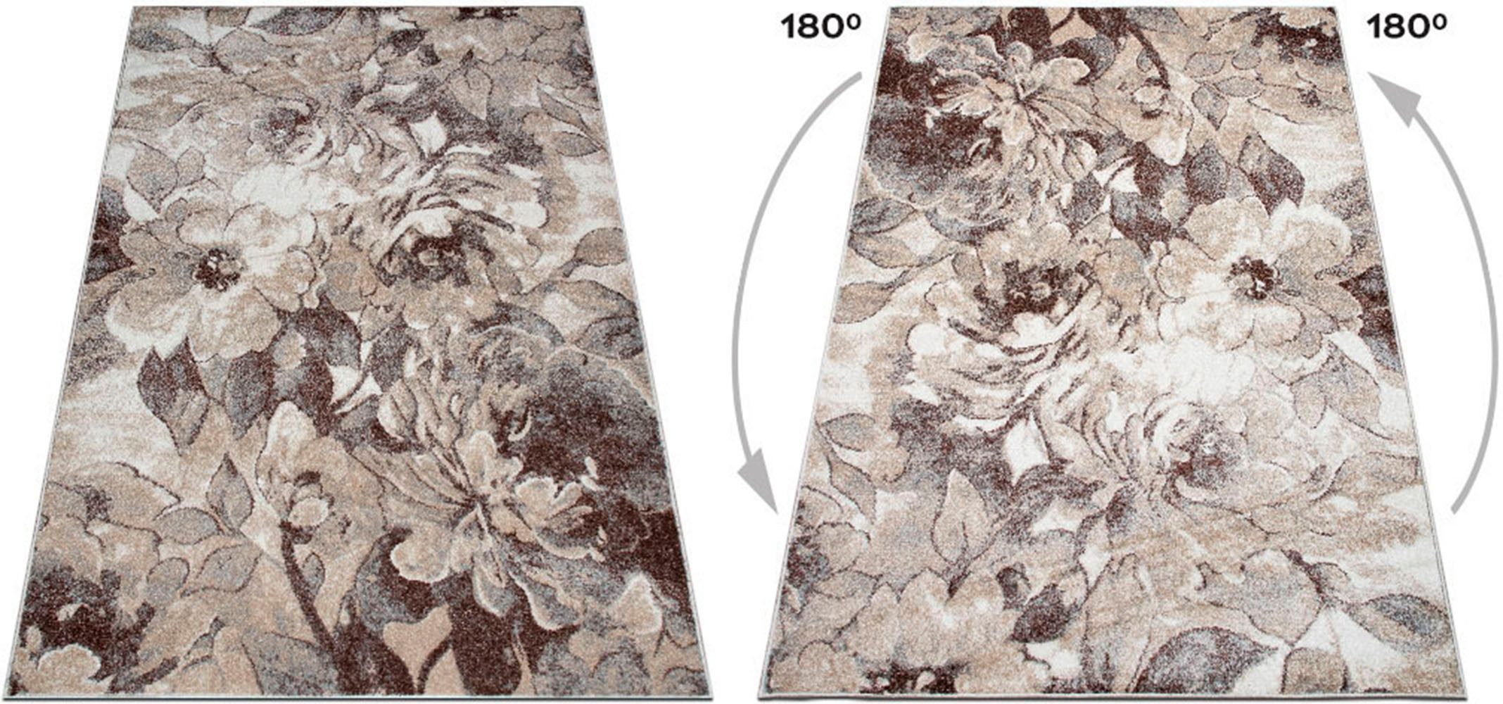 OTTO home Teppich Almrose, rechteckig, Höhe: 9 mm, mit besonders weichem Flor, Blumen Muster, florales Design, Kurzflor