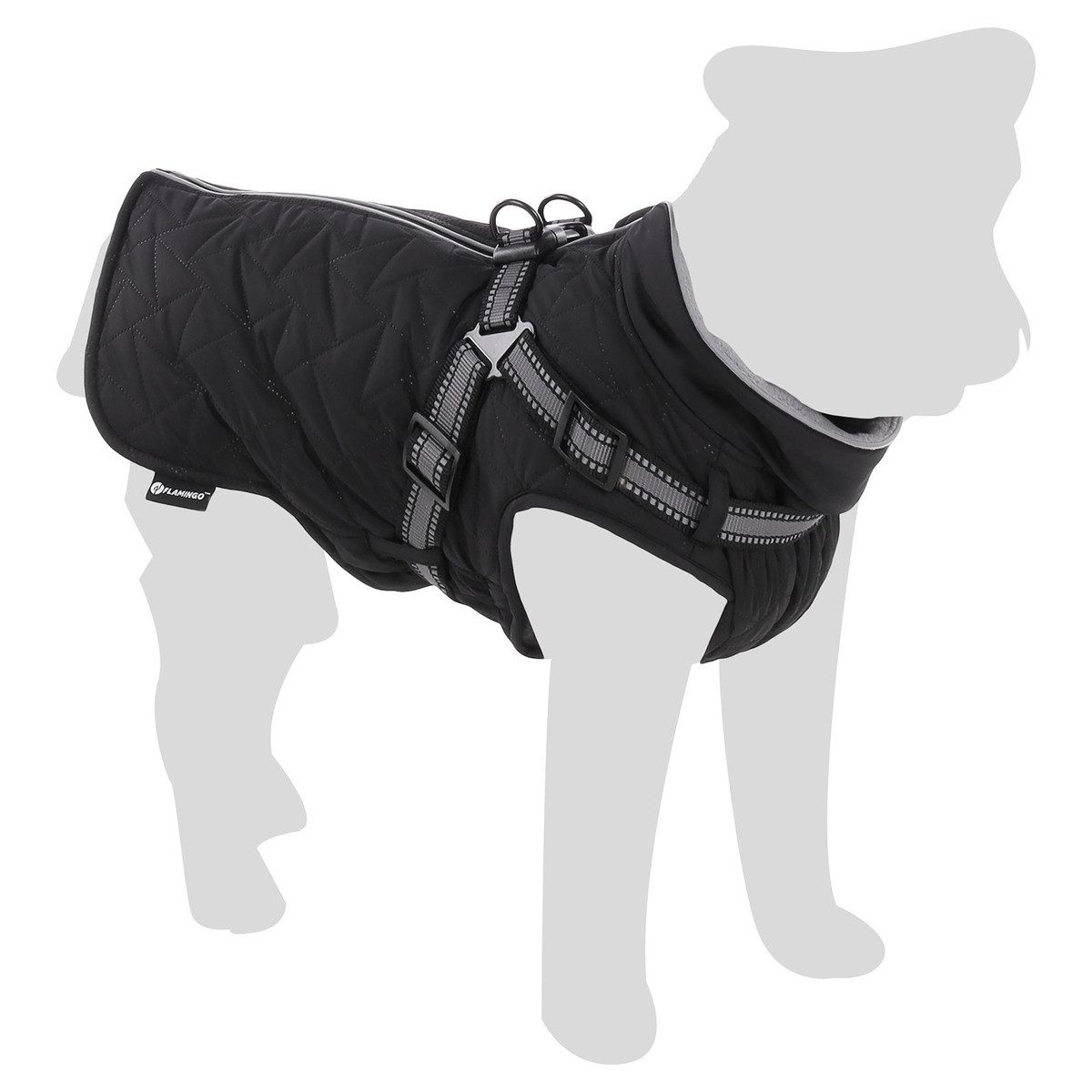 Flamingo Hundemantel Wintermantel Duker schwarz