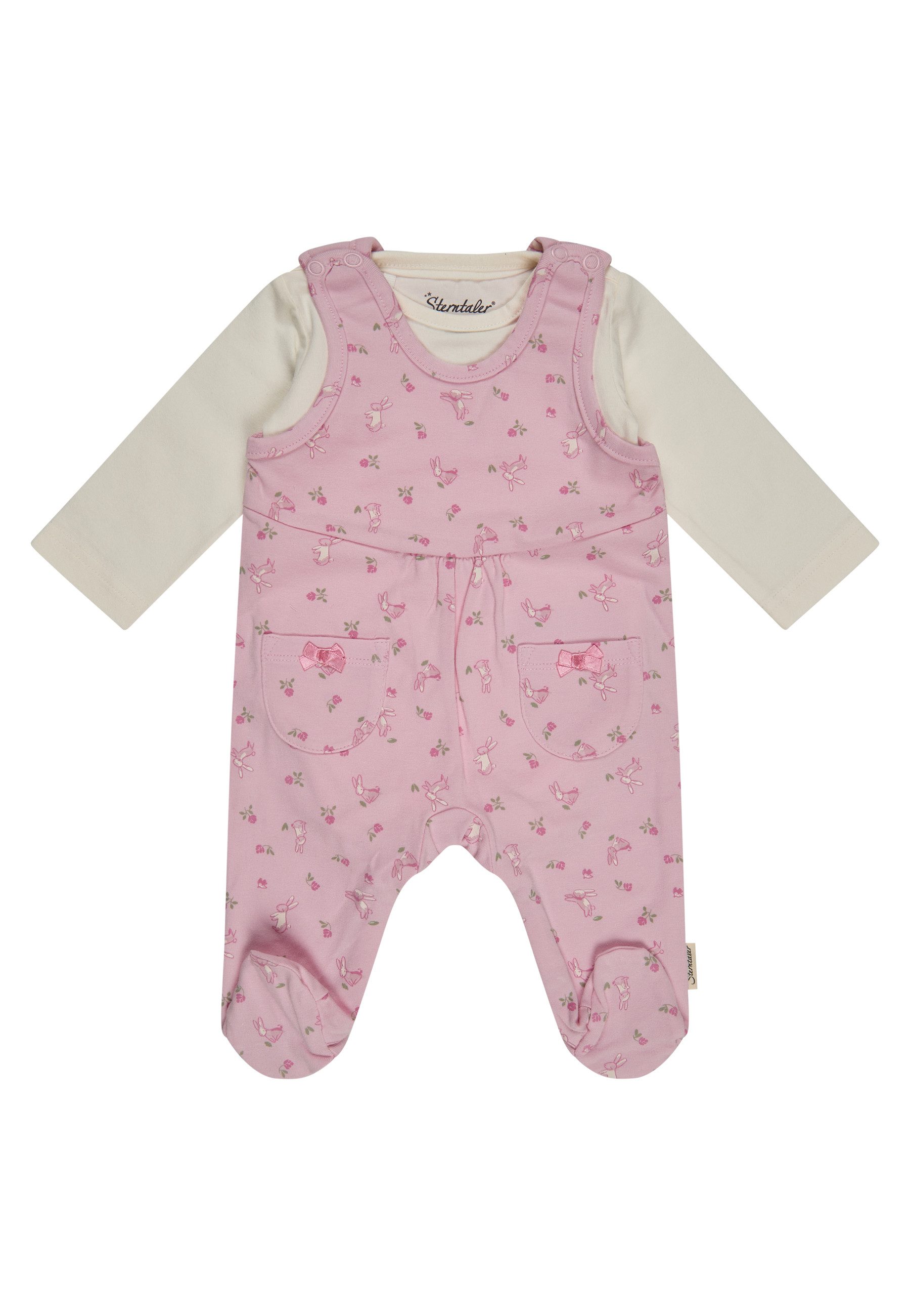 Sterntaler® Strampler Strampler-Set Hase (1-tlg., Set) Strampler-Set Hasenprint mit Schleifen, Langarmbody, Schulterknöpfe