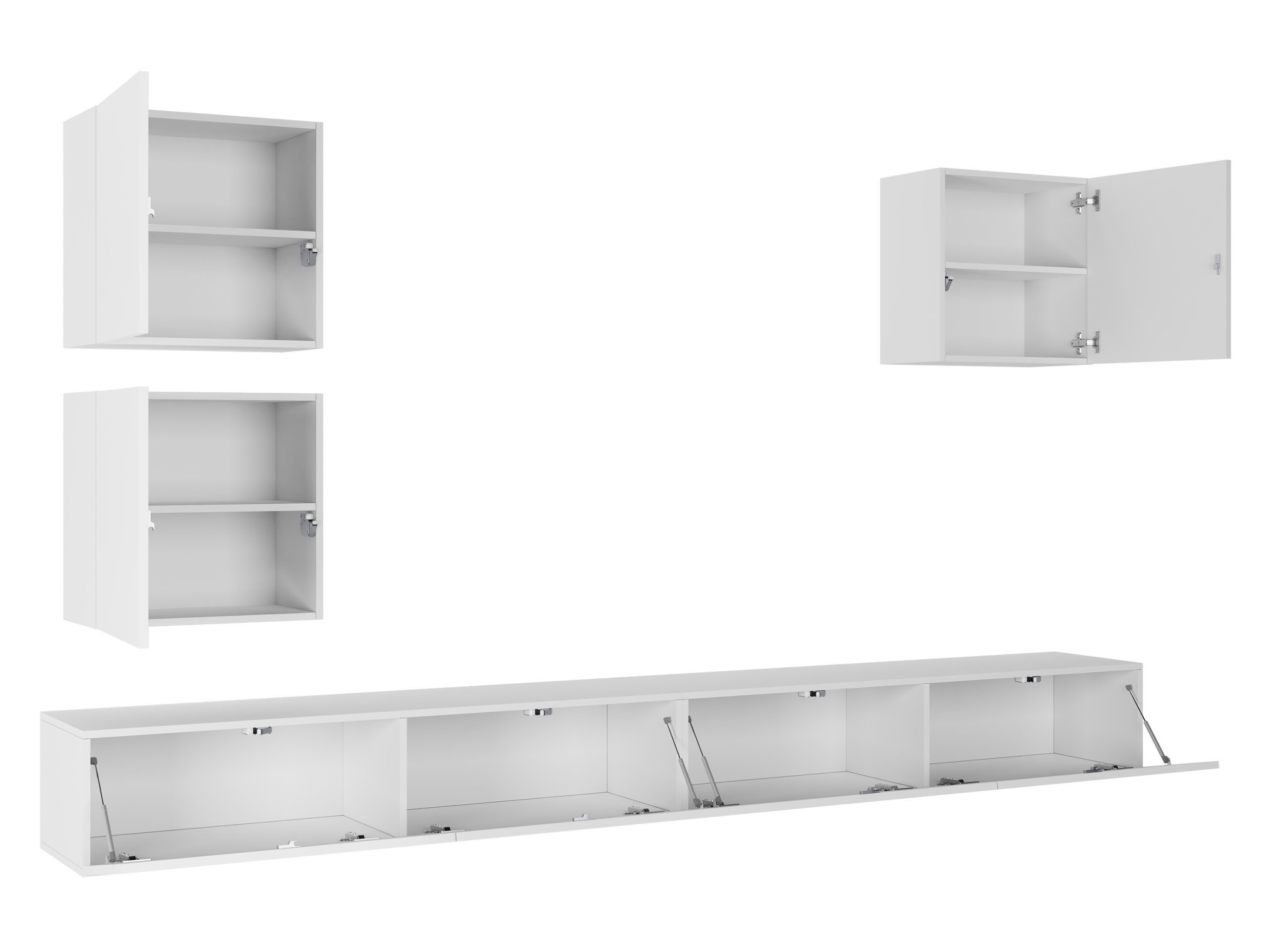 MIRJAN24 Wohnwand Vigo XXII, (5er-Set, 3x Vitrine, 2x TV-Lowboard), grifflosem Öffnen "push to open"