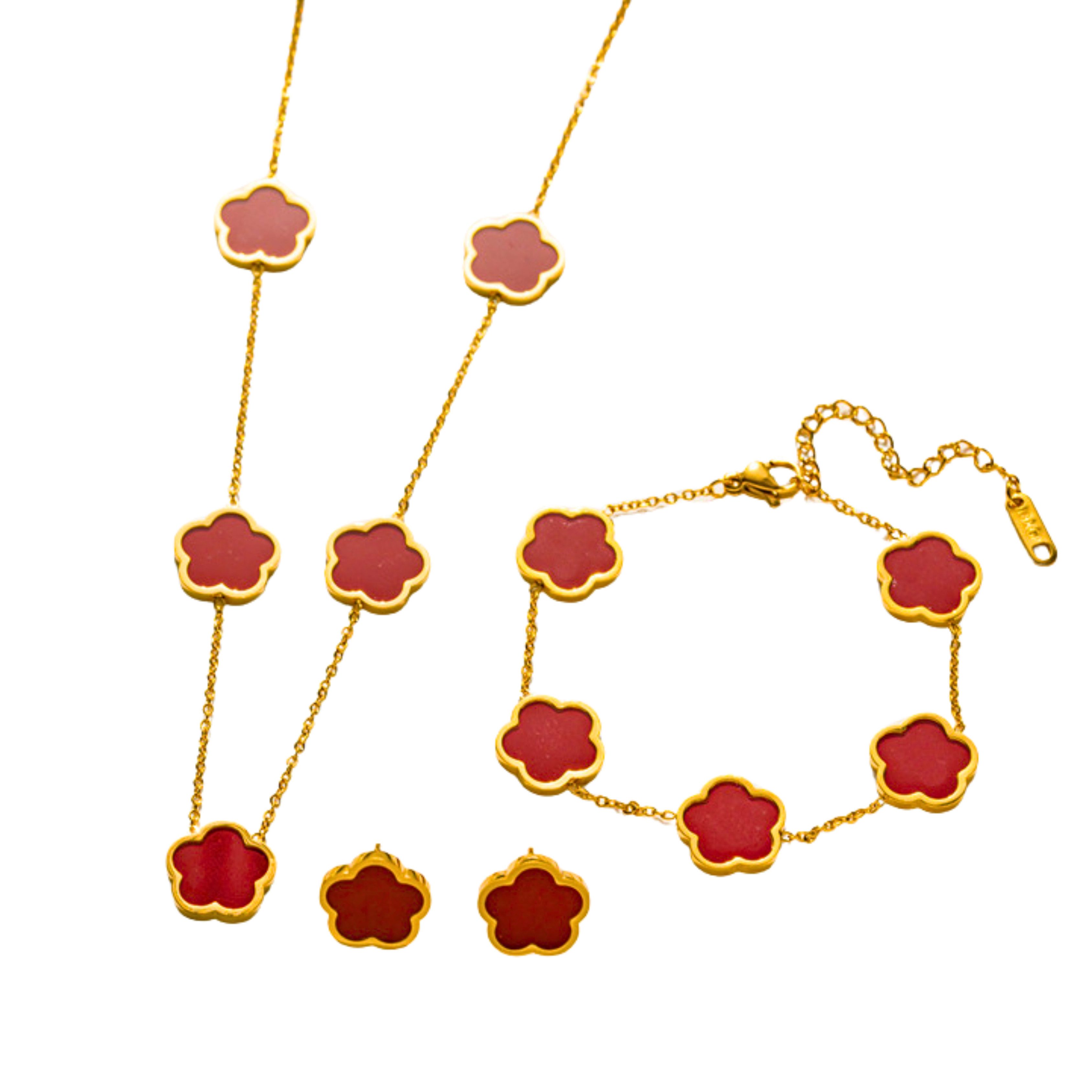 GOLDKLEIN Schmuckset Blume Schmuck Set Gold für Damen Armband Ohrstecker Halskette Anhänger (3-tlg), Angebot - Damen Herren mit Schmuckbox - Sale bis 31.07.2026