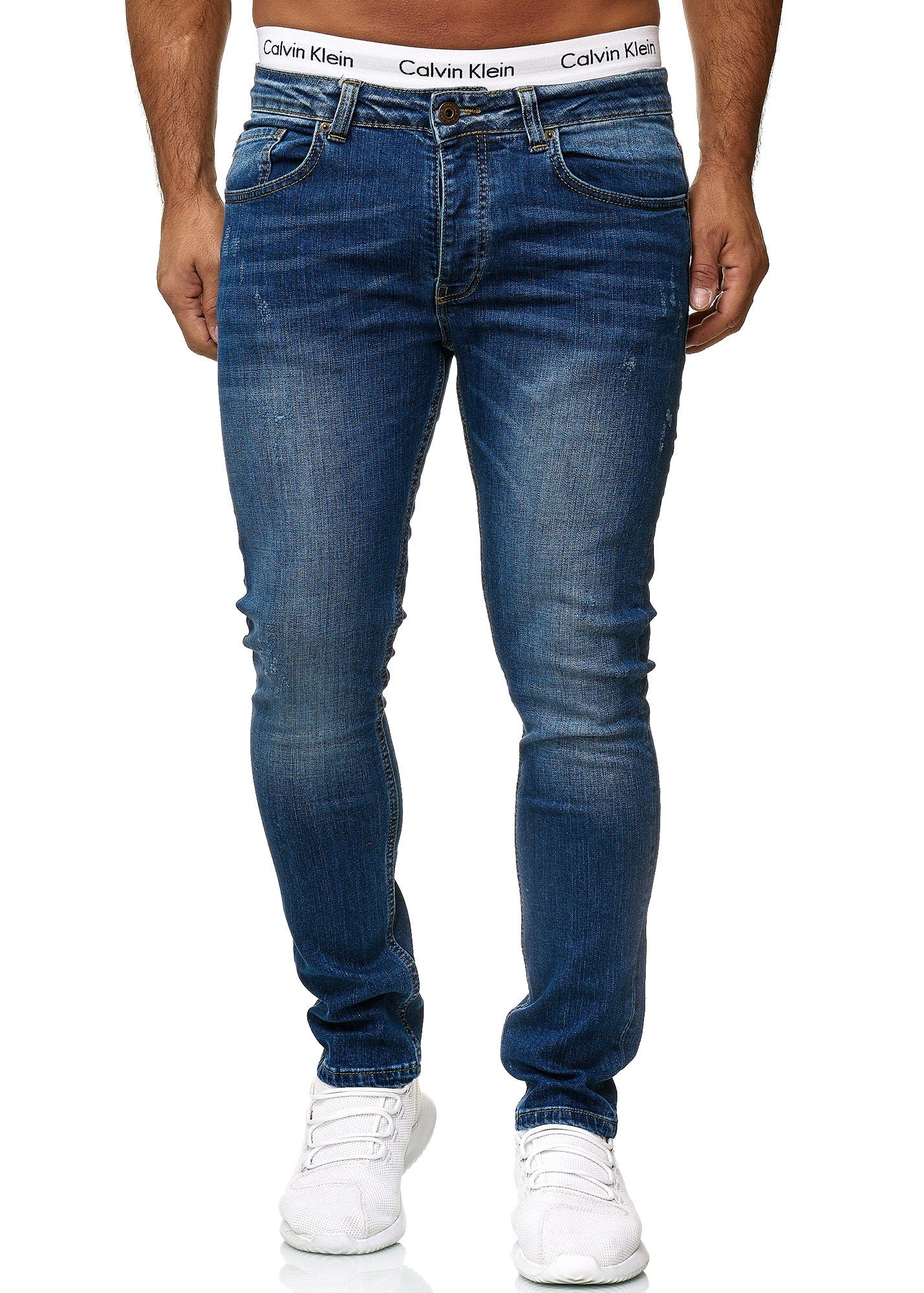 600JS 1-tlg) (Jeanshose Classic Bootcut, Straight-Jeans Used Blue Business 602 Casual Designerjeans OneRedox Freizeit