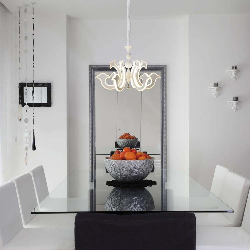 näve Kronleuchter, LED-Leuchtmittel fest verbaut, Warmweiß, Kronleuchter Hängelampe Esstischleuchte weiß LED Wohnzimmerlampe H 120