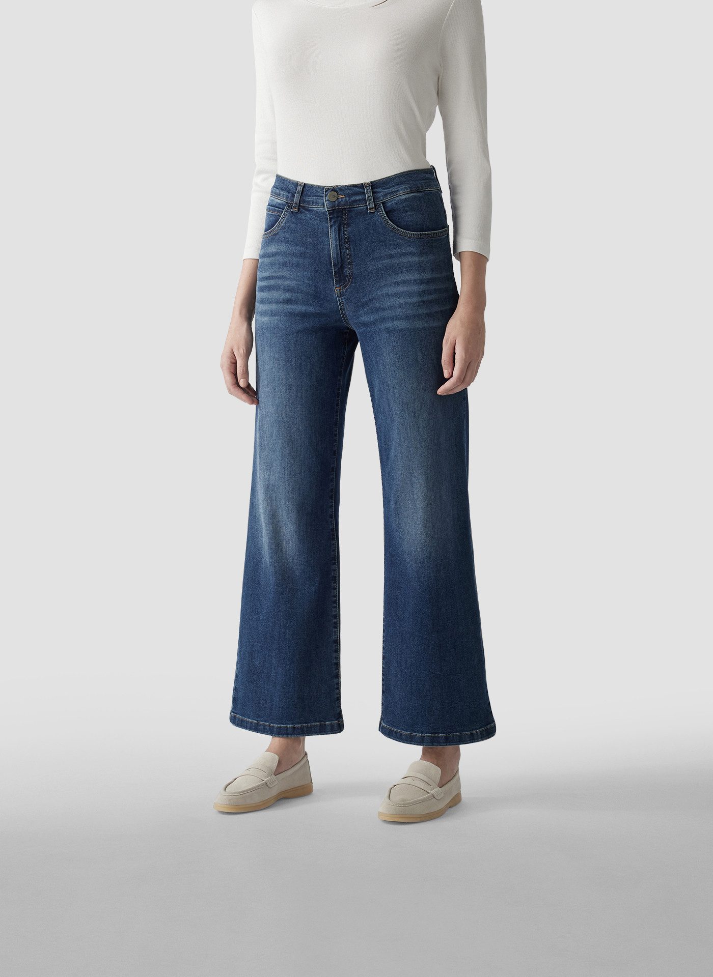 Jerseyhose LeComte Jeans mit weitem Bein und hoher Taille