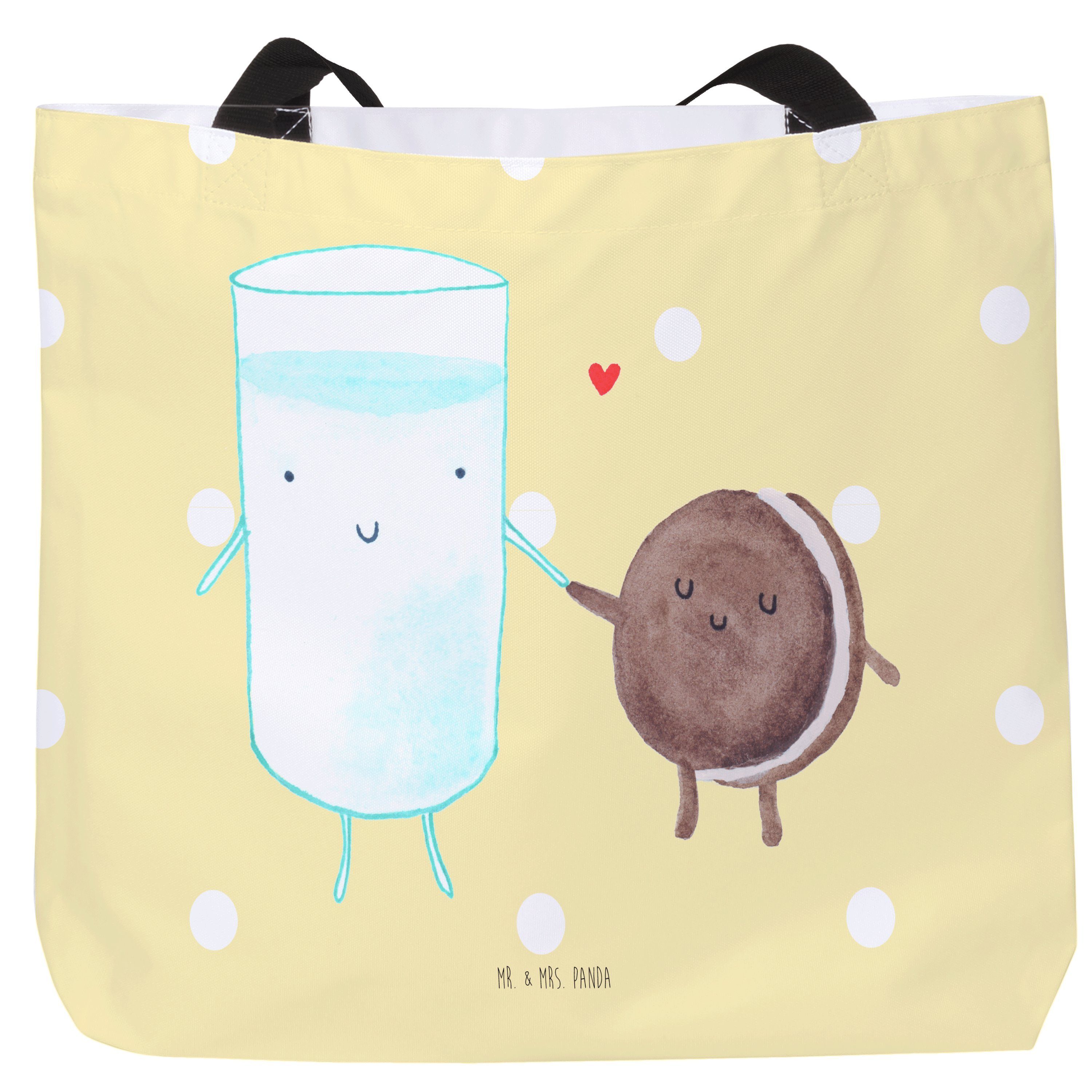 Mr. & Mrs. Panda Shopper Milch & Keks - Gelb Pastell - Geschenk, perfektes Paar, Cookie, Allta (1-tlg)