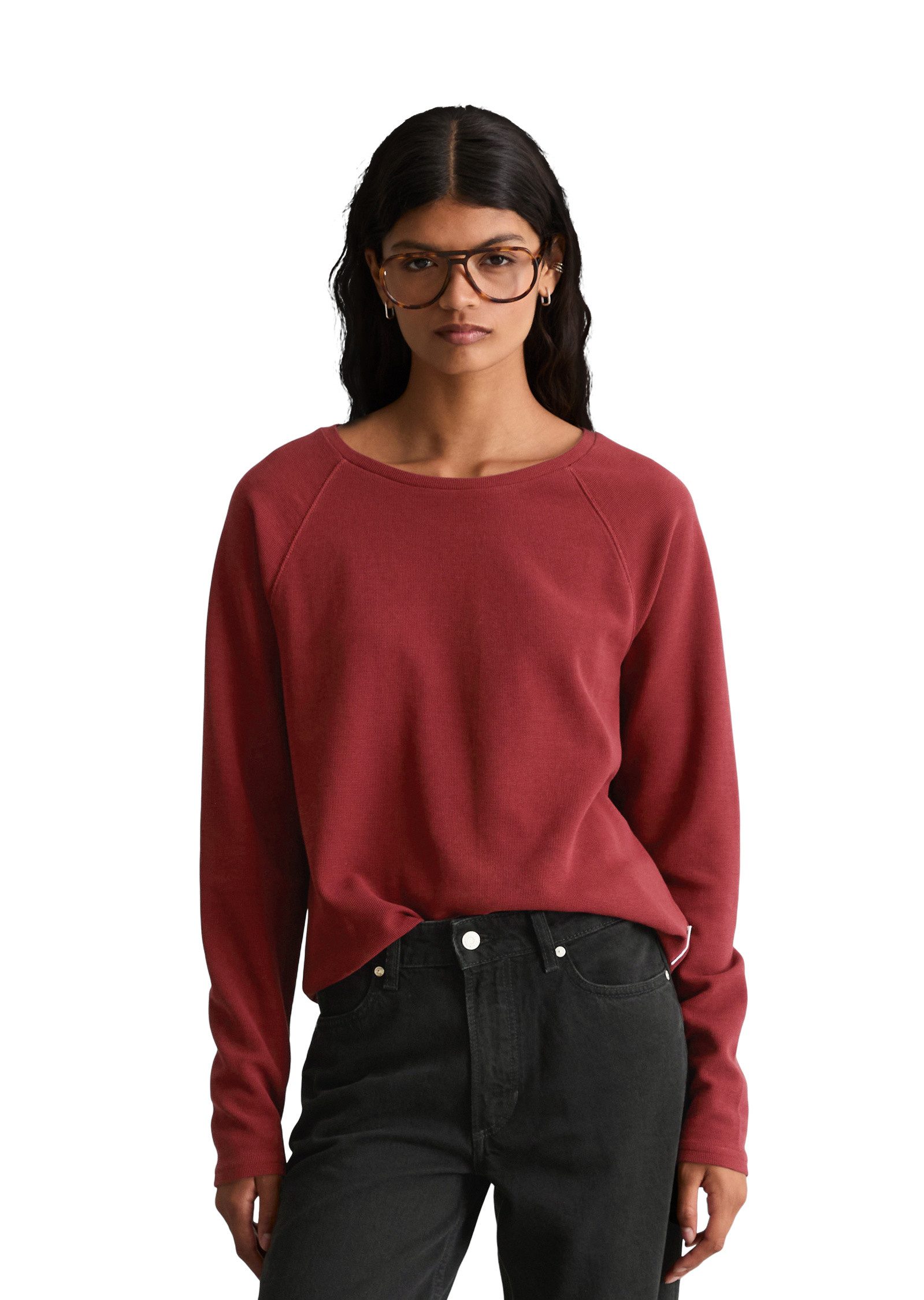 Marc O'Polo DENIM Langarmshirt aus weichem Waffle-Jersey