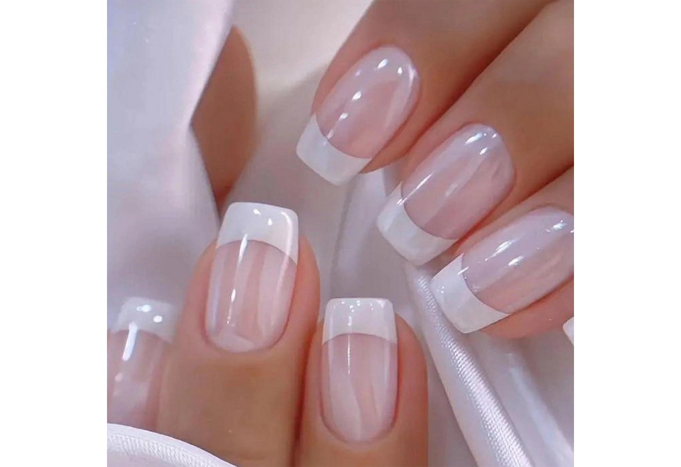 LuxusKollektion Kunstfingernägel Nagelset 24 Stück französische Nägel zum Aufkleben mittelgroß