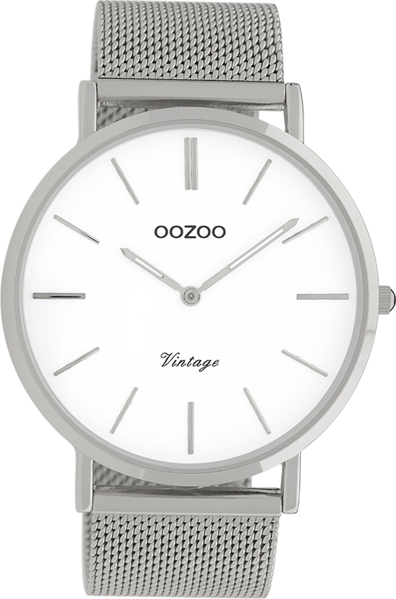 OOZOO Quarzuhr Oozoo rund, Armbanduhr groß Herrenuhr Fashion-Style Edelstahlarmband, (ca. 44mm) silber Analog, Herren