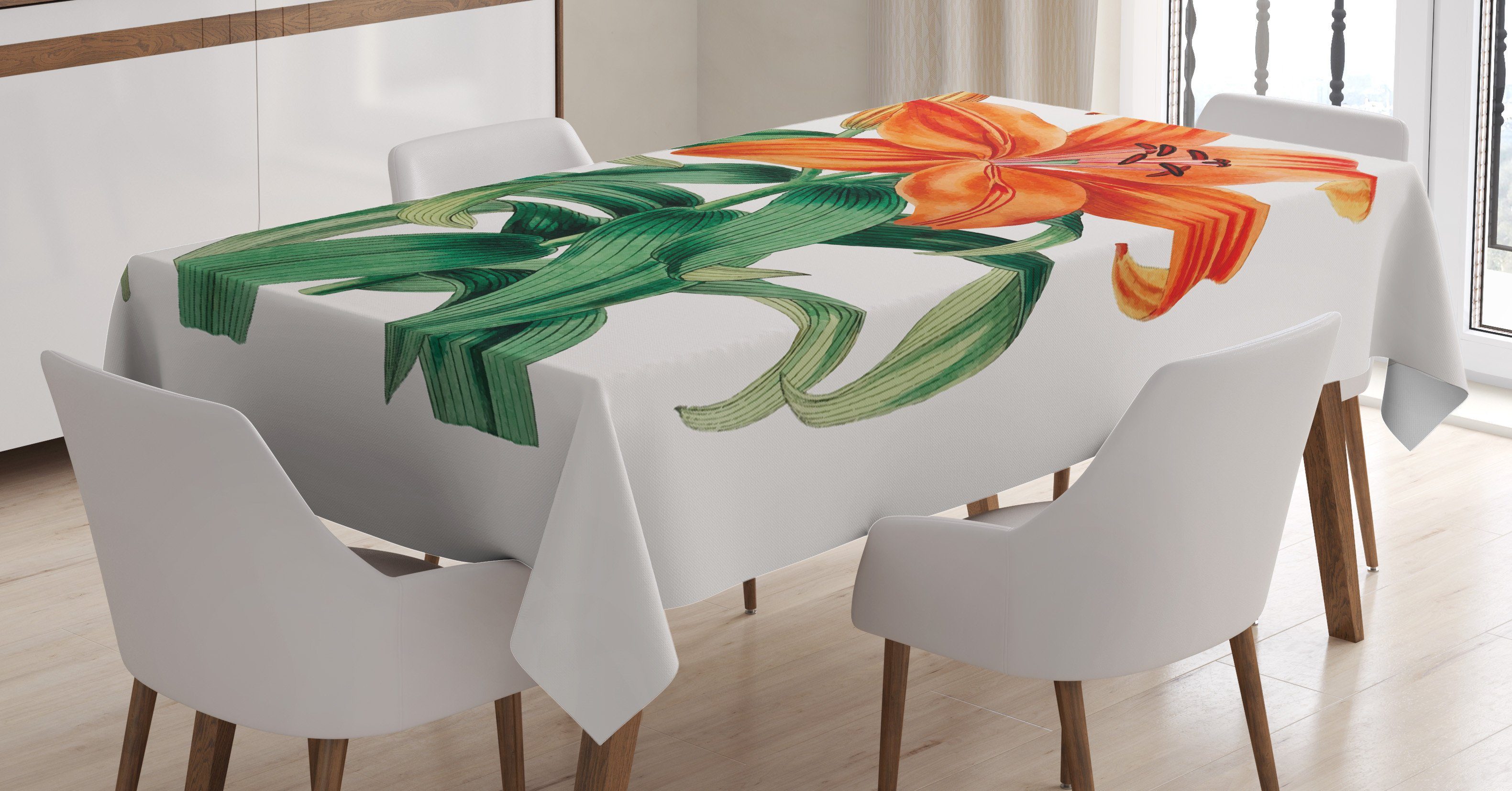 Abakuhaus Tischdecke Farbfest Waschbar Für den Außen Bereich geeignet Klare Farben, Sommer-Orange Thunberg Lilien-Kunst | Tischdecken