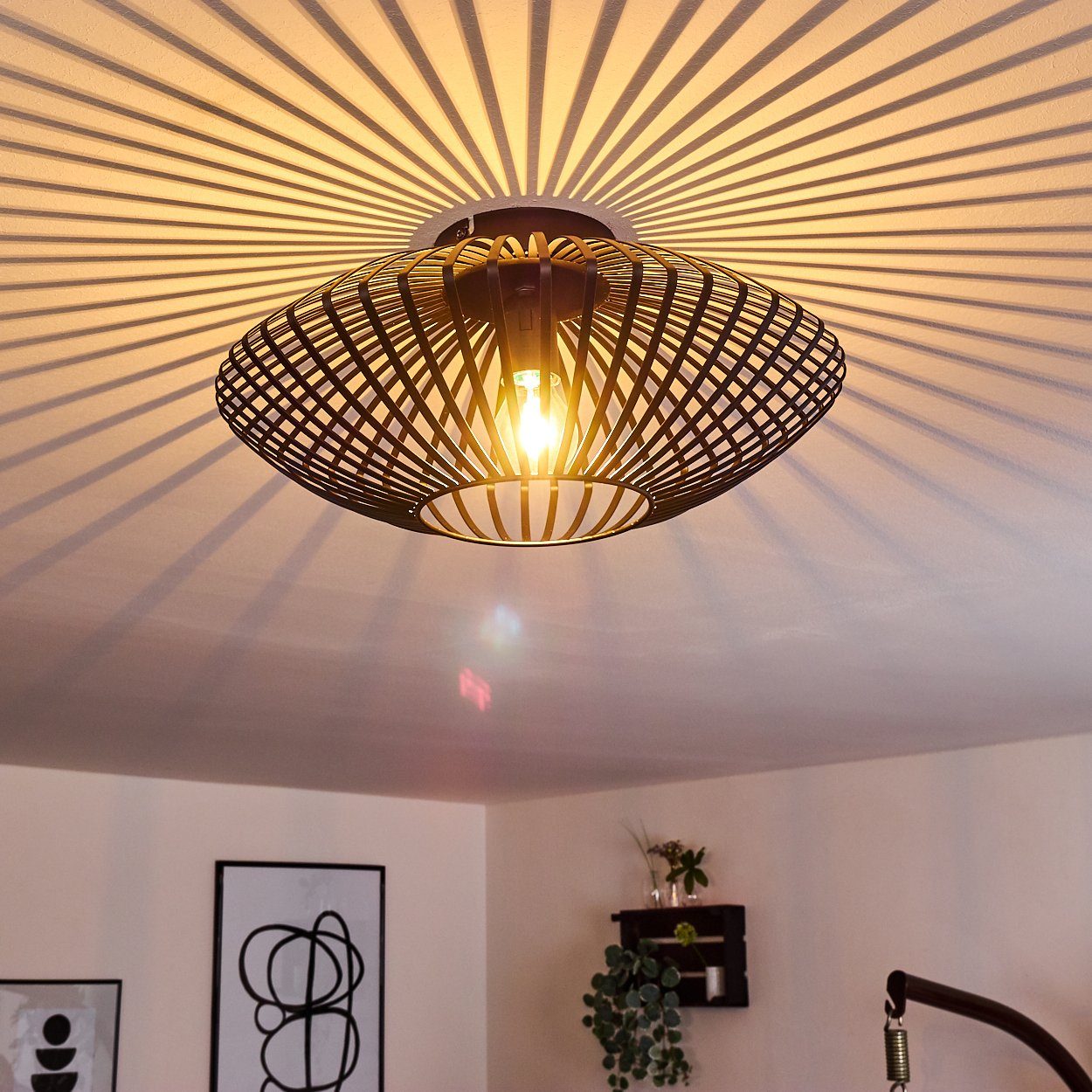 hofstein Deckenleuchte »Pieris« Deckenlampe aus Metall in Schwarz, ohne Leu günstig online kaufen