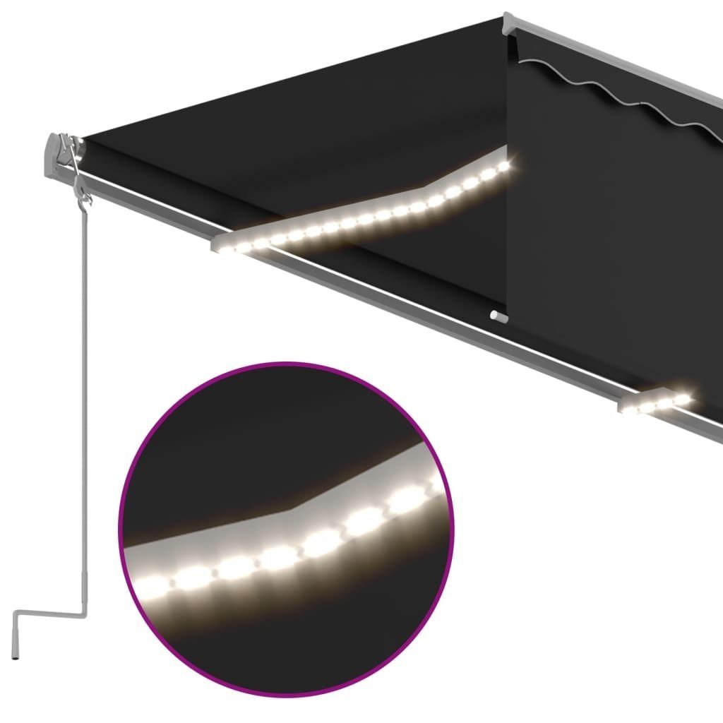 vidaXL Markise 3 x 25 m Automatische Markise mit Volant LED Windsensor 3x2,5m Anthraz