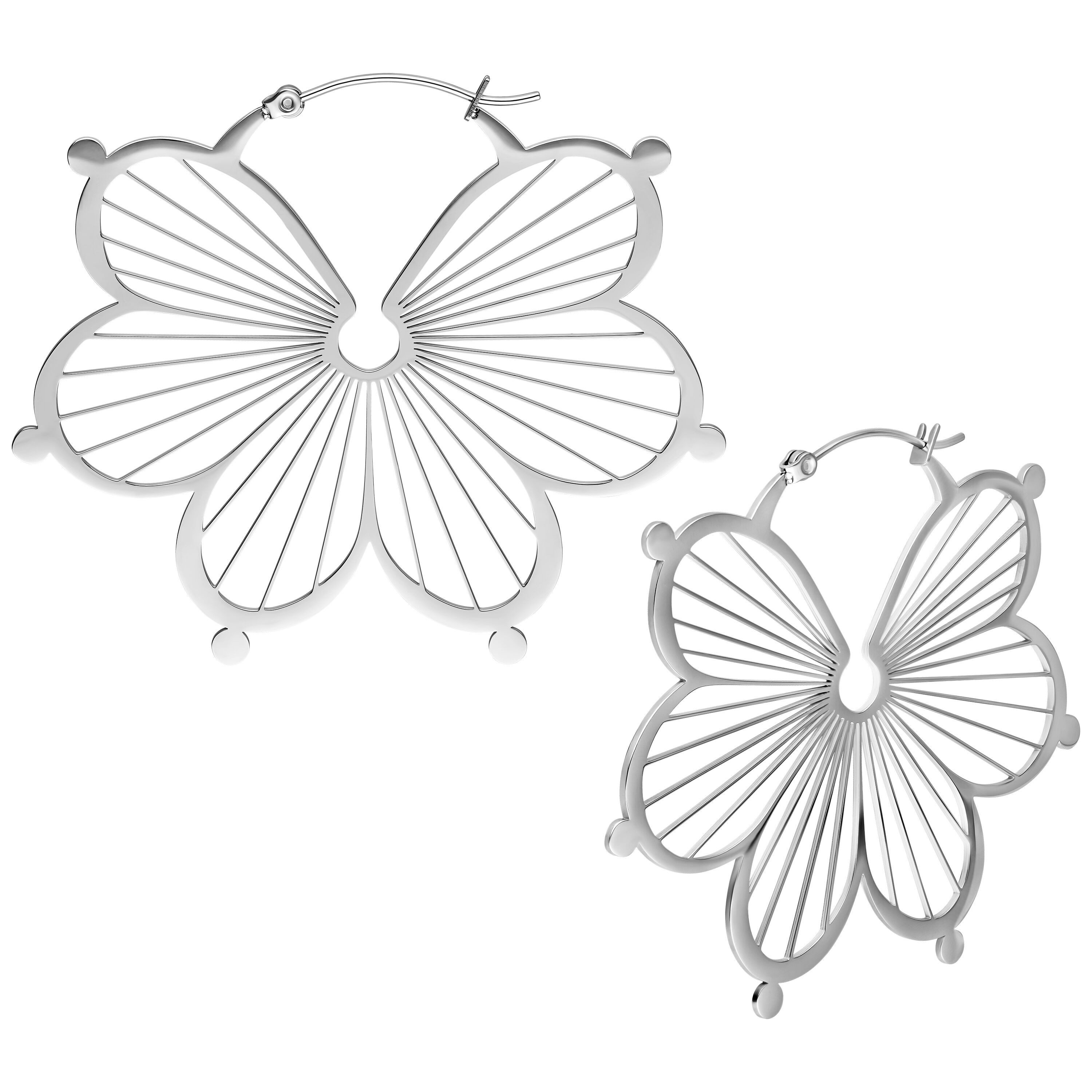 Paar Ohrhänger Flower Hoops Pairs - Silber
