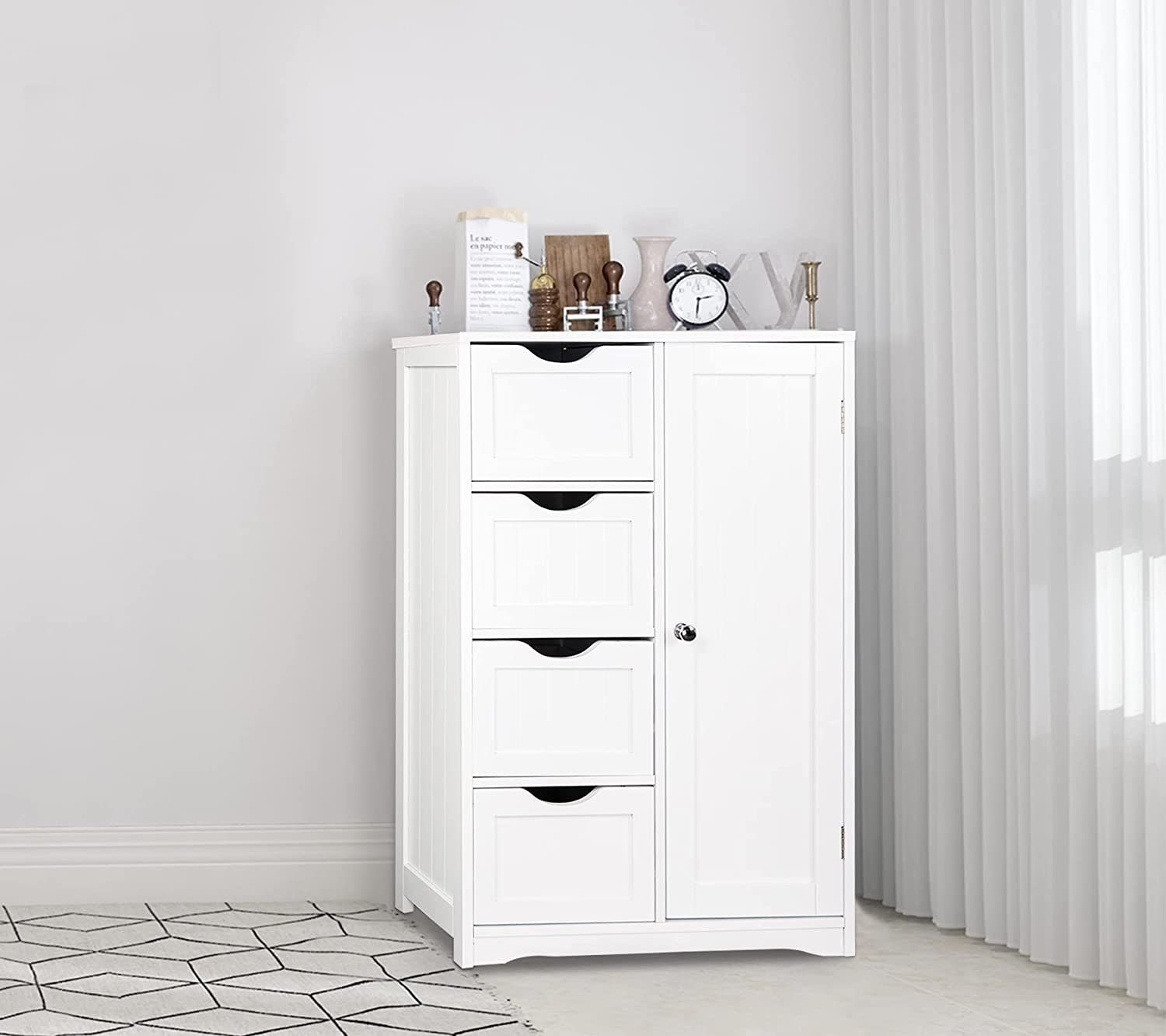 EUGAD Badregal, 1-tlg., Badschrank Hochschrank Badkommode Holz weiß 56x30x81cm