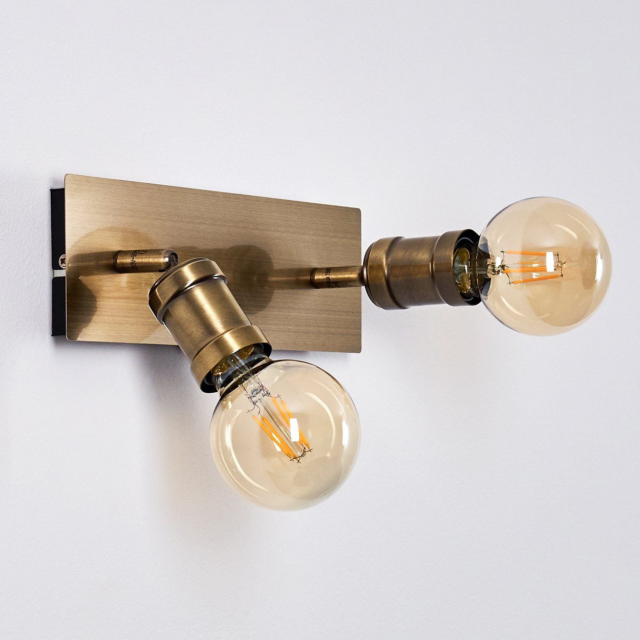 »Anzo« hofstein Altmessing, in verstellbare Retro/Vintage-Design Leuchtmittel, Wandleuchte Wandlampe aus ohne Metall 2xE27, im Wandspot