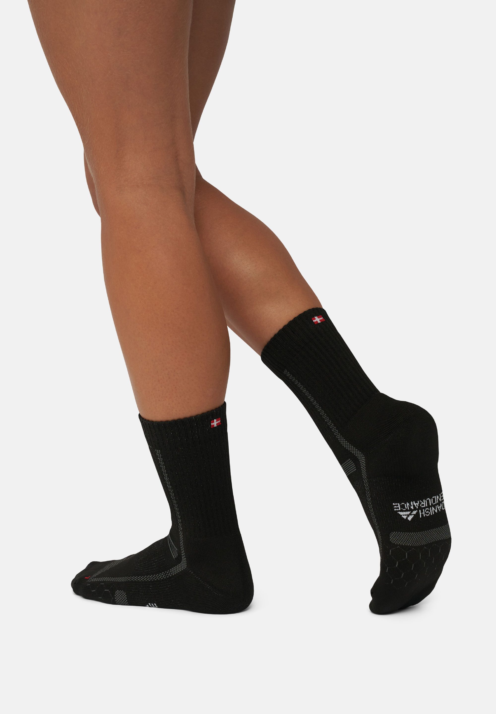 DANISH ENDURANCE Basicsocken Long Distance Crew (3-Paar) Wadenlange Sportsocken für Läufer, Anti-Blasen & Rutschfest
