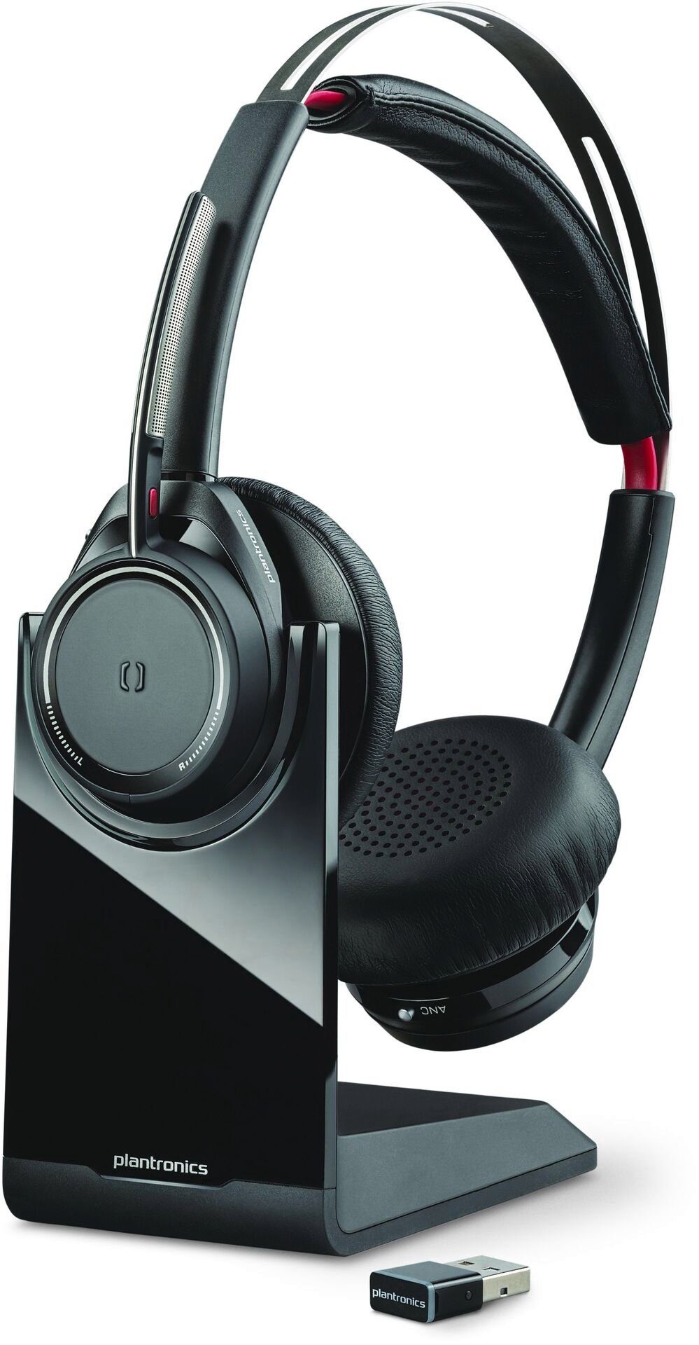 Voyager Headset (ANC), A2DP Noise Focus (Active Plantronics Stummschaltung, Bluetooth) Ladestation Bluetooth UC-Variante Wireless-Headset Cancelling mit
