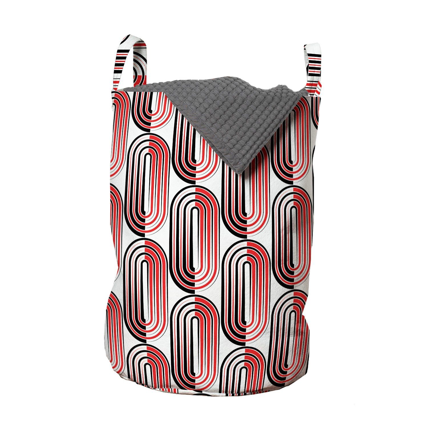 Abakuhaus Wäschesäckchen Wäschekorb mit Griffen Kordelzugverschluss für Waschsalons, rot Abstrakte Ellipse Curves