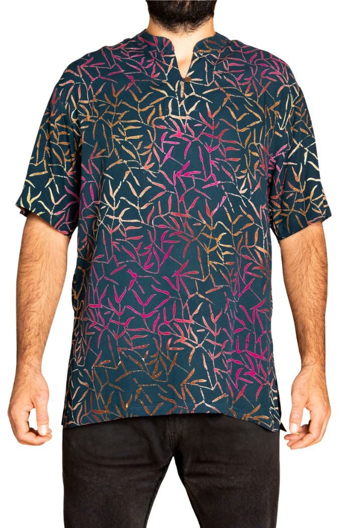 PANASIAM Hawaiihemd Kurzarmhemd Wachsbatik Herren Hemd in lebendigen Mustern und leuchtenden Farben langlebiges Sommerhemd Freizeithemd