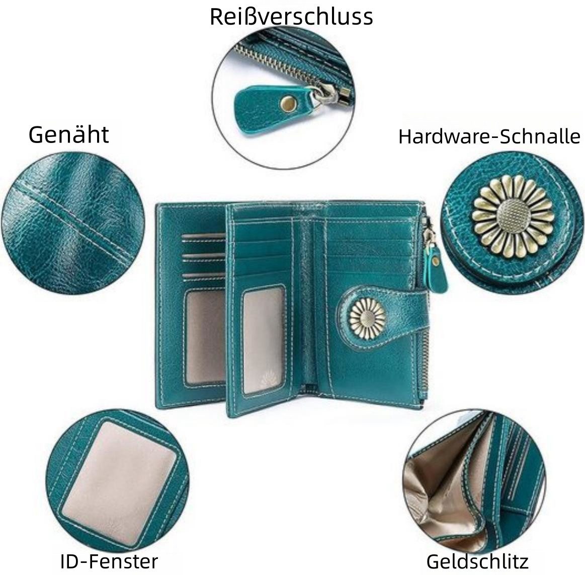PFCTART Geldbörse Damen 16 Karten RFID Geldbörse aus weichem Leder (mit Kartenetui), Mehrere Notenfächer