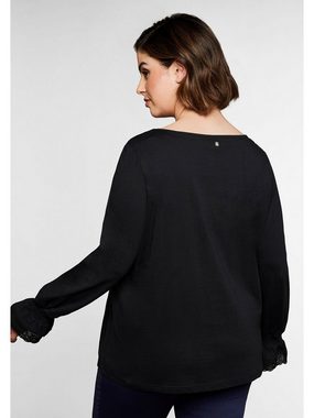 Sheego Langarmshirt Große Größen mit Rüsche und Spitze am Ärmelsaum