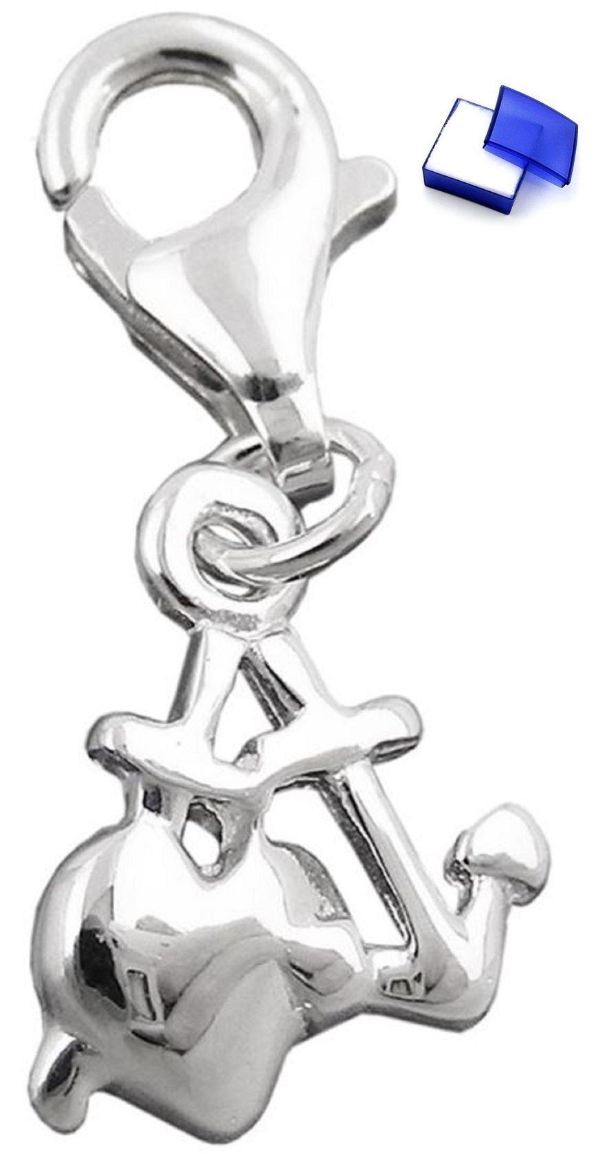 unbespielt Kettenanhänger Charm Anhänger Seemannsgrab glänzend 925 Silber 10 mm inkl. Schmuckbox, Silberschmuck für Damen und Herren