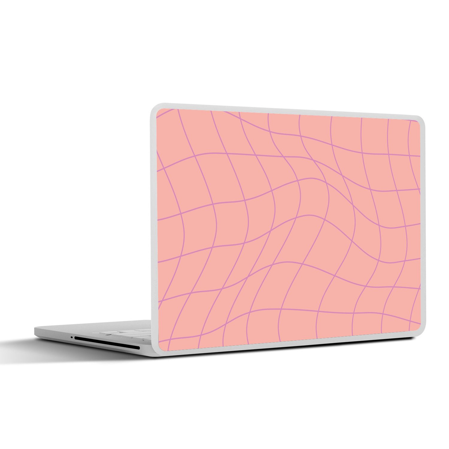 Laptop-Aufkleber Quadratisches Muster - Rosa - Lila - Wellenlinien