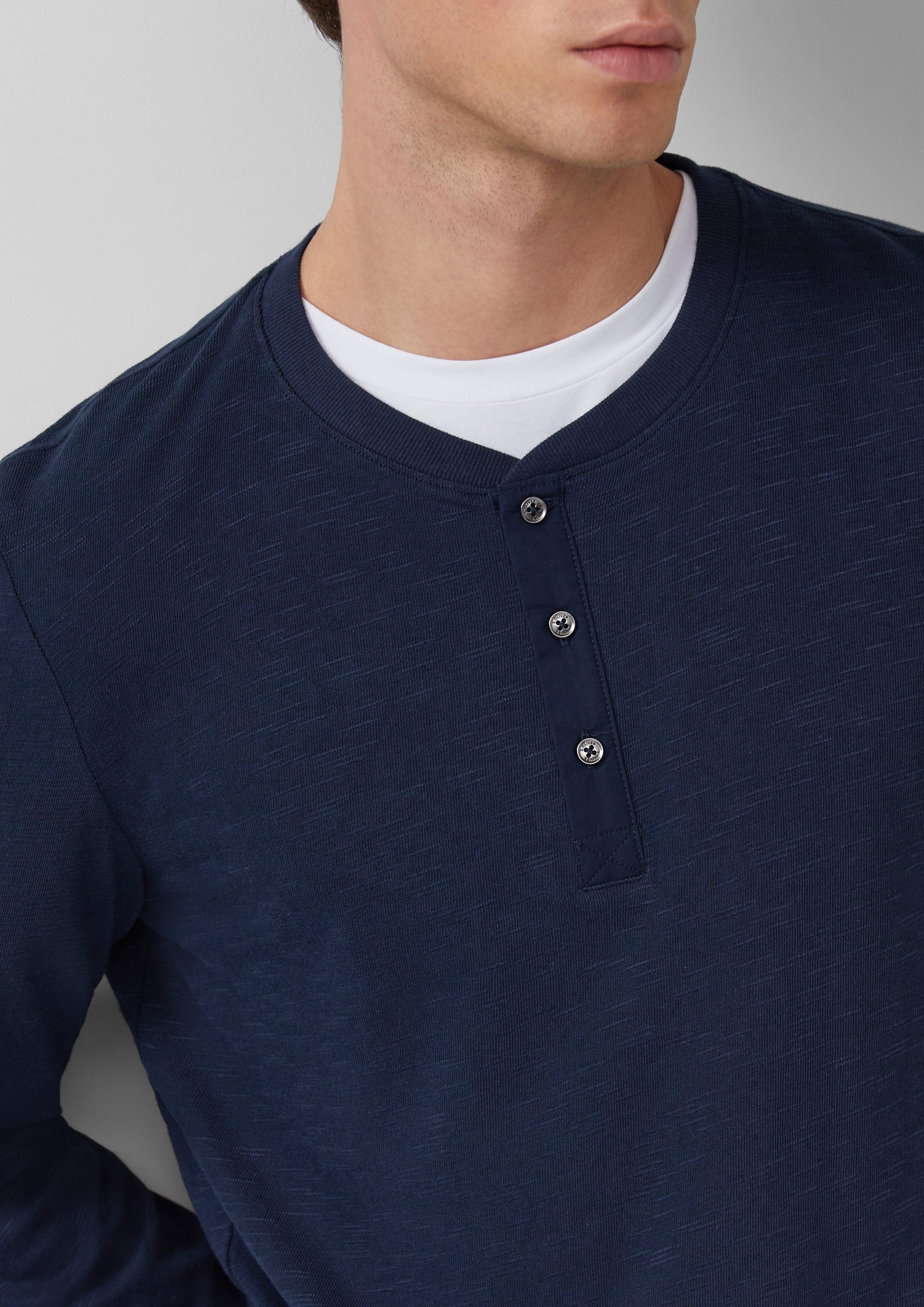 s.Oliver Langarmshirt Henley-Longsleeve mit Flammgarnstruktur und günstig online kaufen