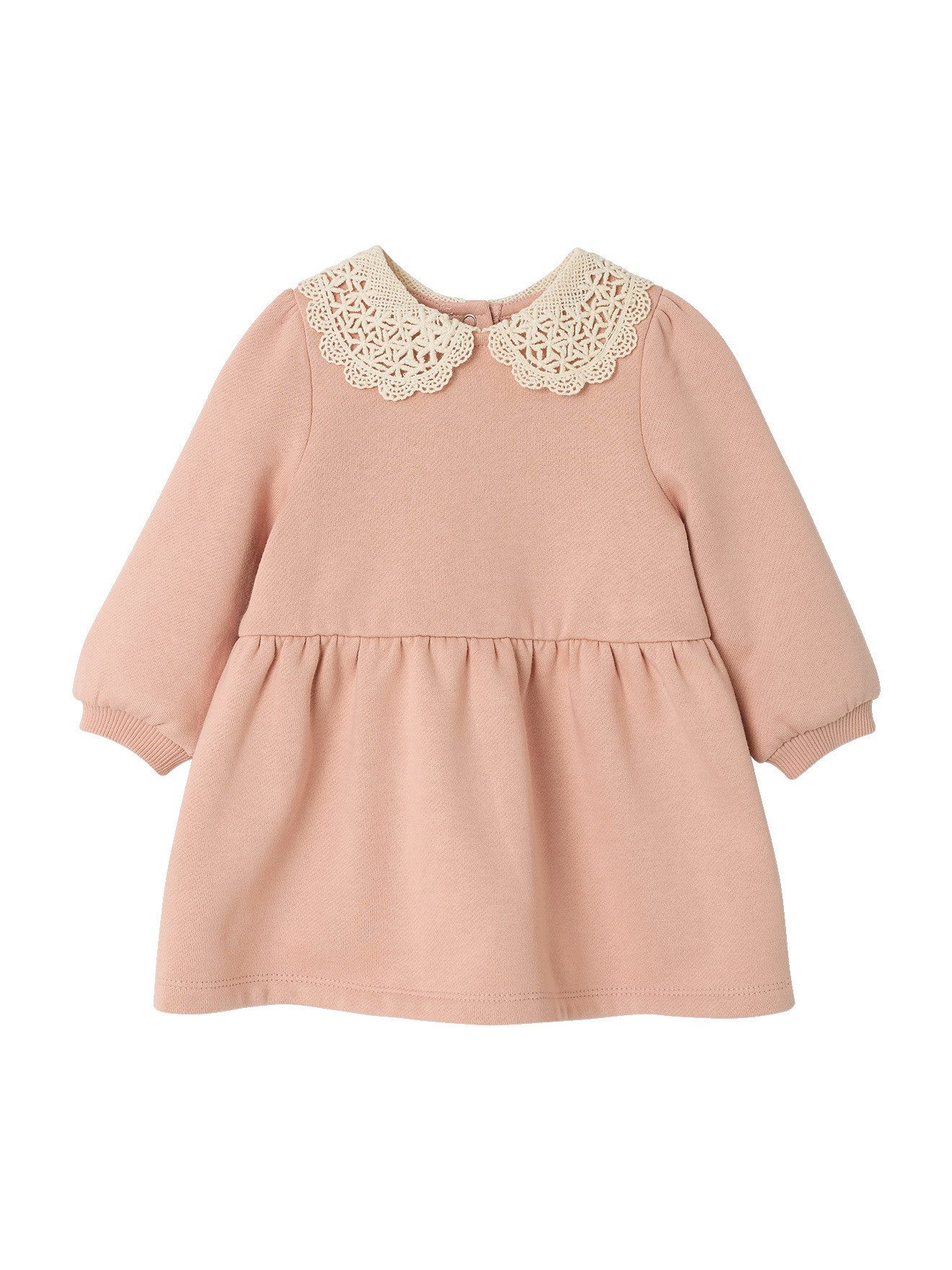 Minikleid Mädchen Baby Sweatkleid mit Häkelkragen