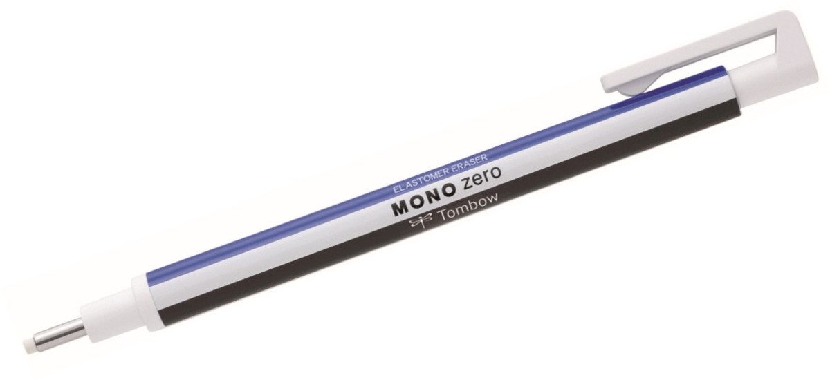 TOMBOW Radiergummi Radierminenhalter Mono zero runde Spitze 2,3 mm nachfüllbar weiß/blau
