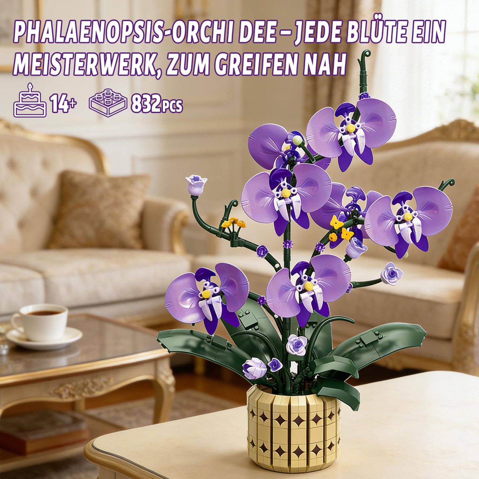 Bundviel Künstliche Blumen Bau-Set Blumentopf-Set Spielzeug Flowers Bausteinen Spielbausteine, (Set, 832 St) – Bild 5 von 5