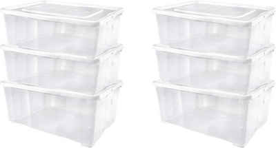 ALPFA Schuhbox 6 er Set je 1,7 Liter Klarsichtboxen Stapelboxen Kunststoffboxen (6 Boxen mit Deckel)