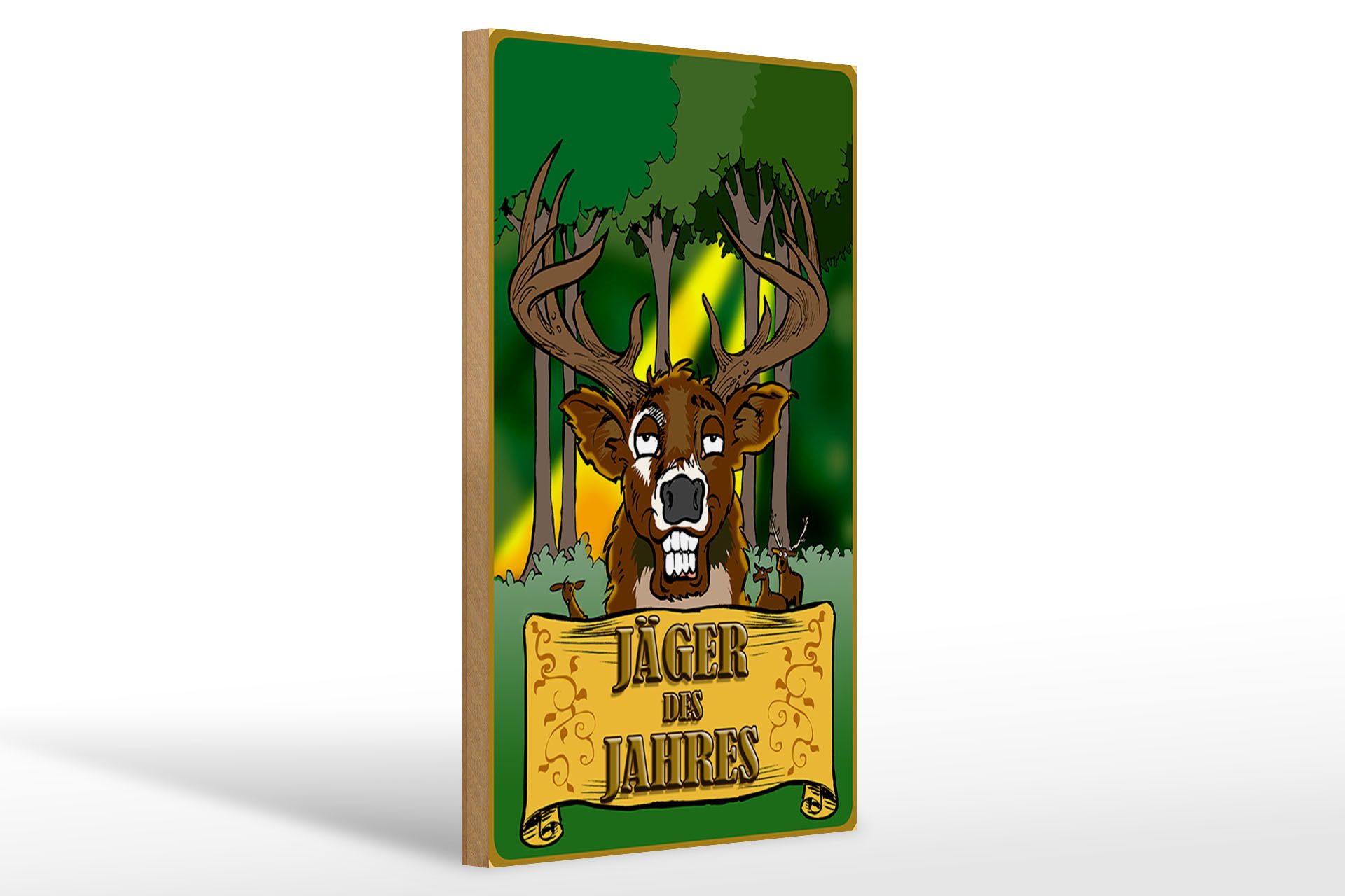 Femer GmbH Holzbild Jagd 20x30cm Jäger des Jahres Reh, Camping Sport Hobby Freizeit (1 St), Glatte Holzfaserplatte (MDF), vorn beschichtet