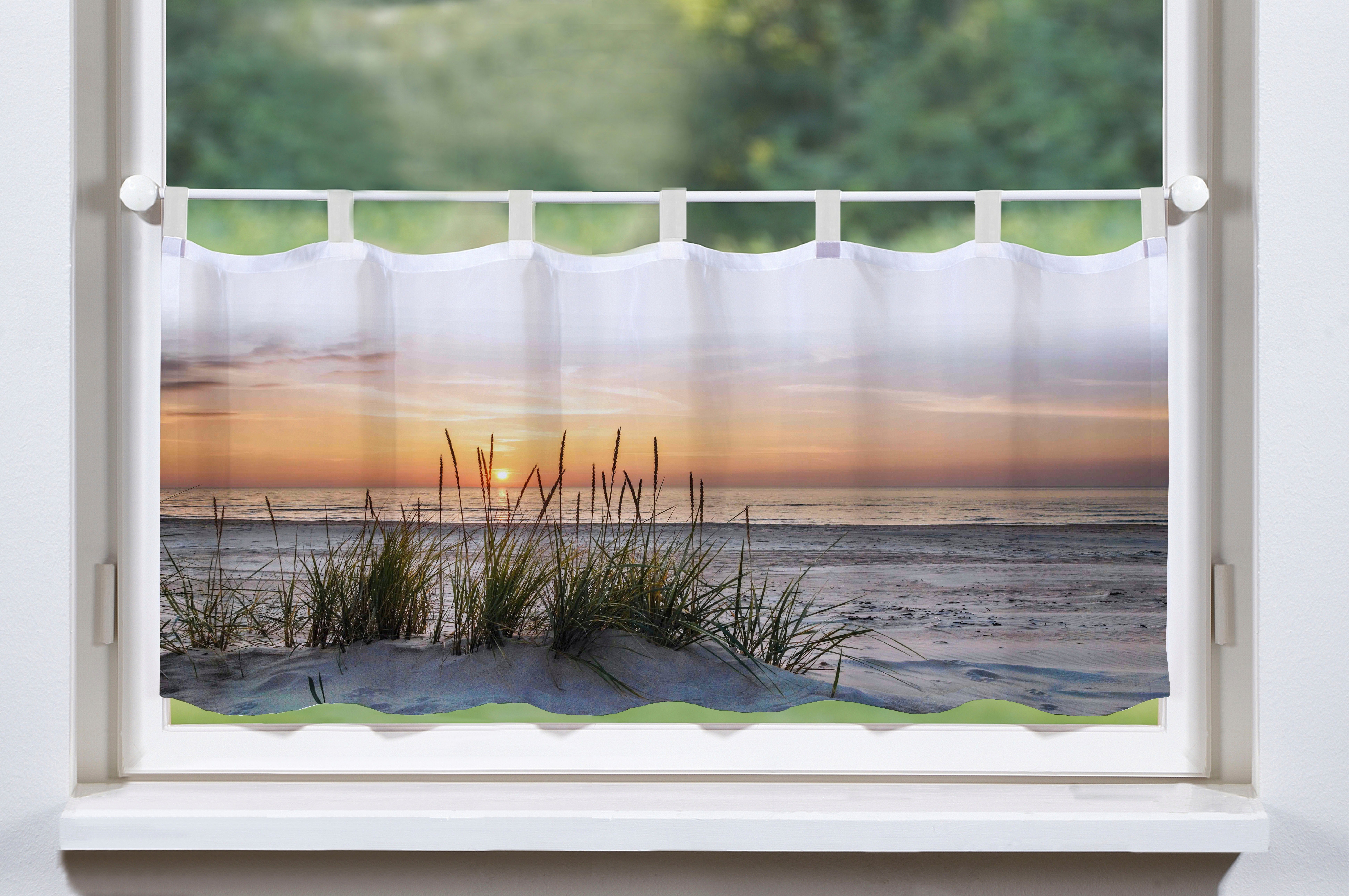 HOME WOHNIDEEN Scheibengardine EVENING (1 St), Schlaufen, blickdicht, HxB: 45x120, Dekostoff Digitaldruck