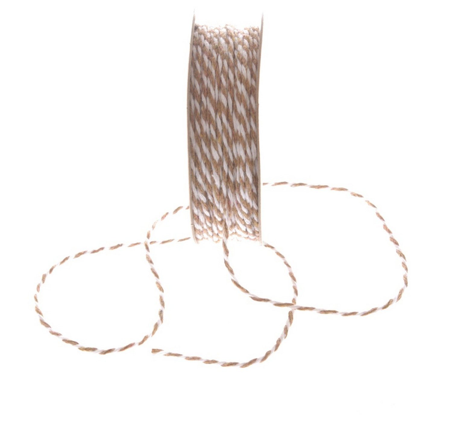 Deko AS Dekoband Baumwollkordel Multicolor - col. 02 hellbraun-weiß - 1 VE = 5 Rollen