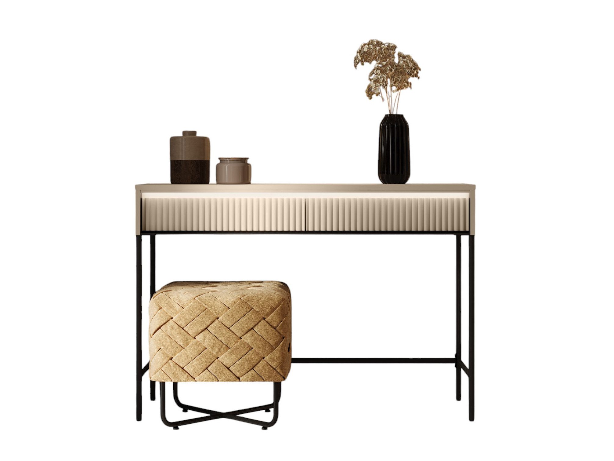 Compleo Schminktisch mit 2 Schubladen FLORE, Konsolentisch mit Lamellen, ge günstig online kaufen