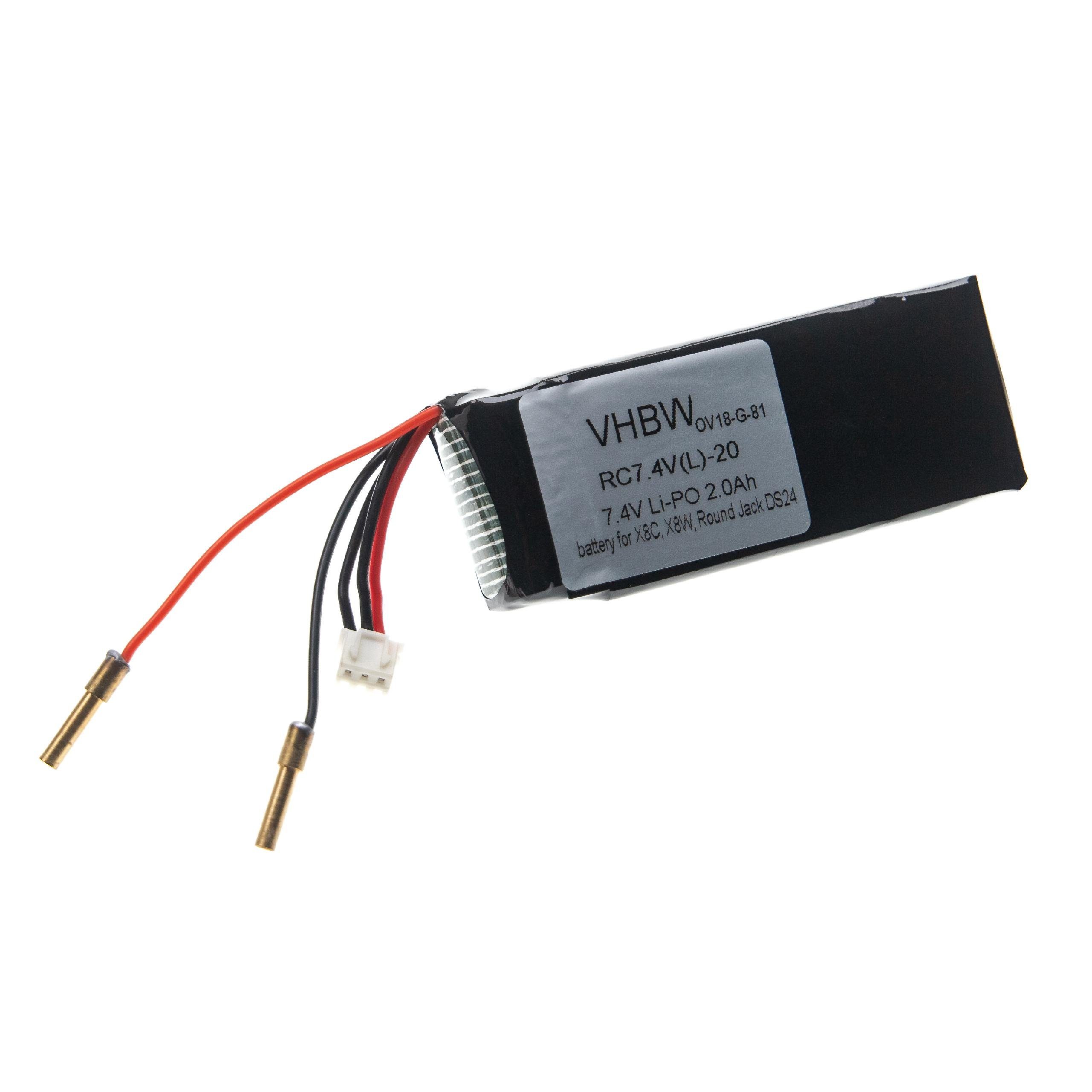 vhbw Akku passend für Syma X8W Modellbau Drohne (2000 mAh, 7,4 V, Drohnen-Akku Akku Li-Polymer 2000 mAh (7,4 V, 1 St), Leistungsfähiger Austausch-Akku für Drohne, Wiederaufladbar, Jede