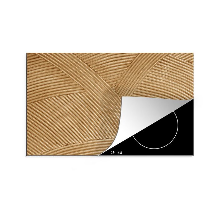 MuchoWow Herdblende-/Abdeckplatte Struktur - Natur - Kunst - Rattan Vinyl (1 tlg) Ceranfeldabdeckung Arbeitsplatte für küche