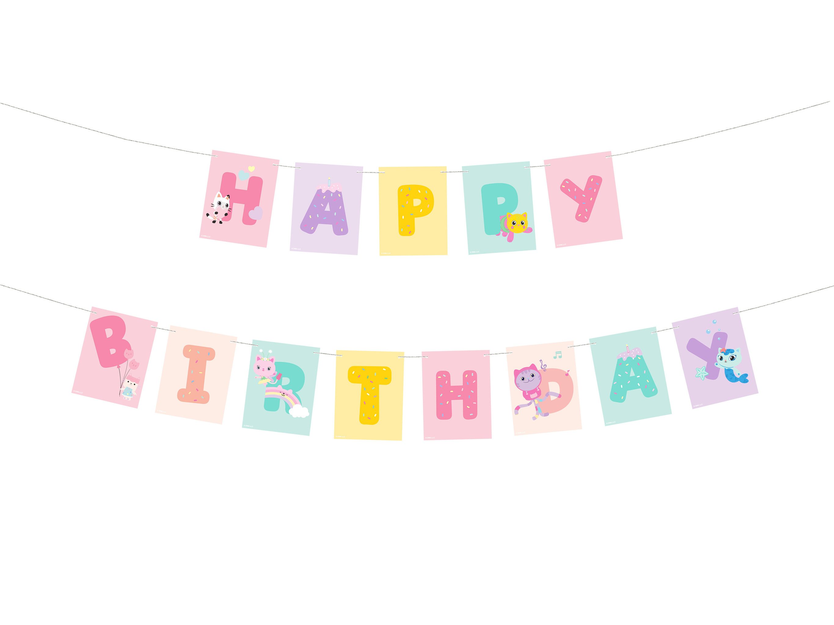 partydeco Girlande, Happy Birthday Girlande 180x15cm Gabby's Dollhouse Banner
