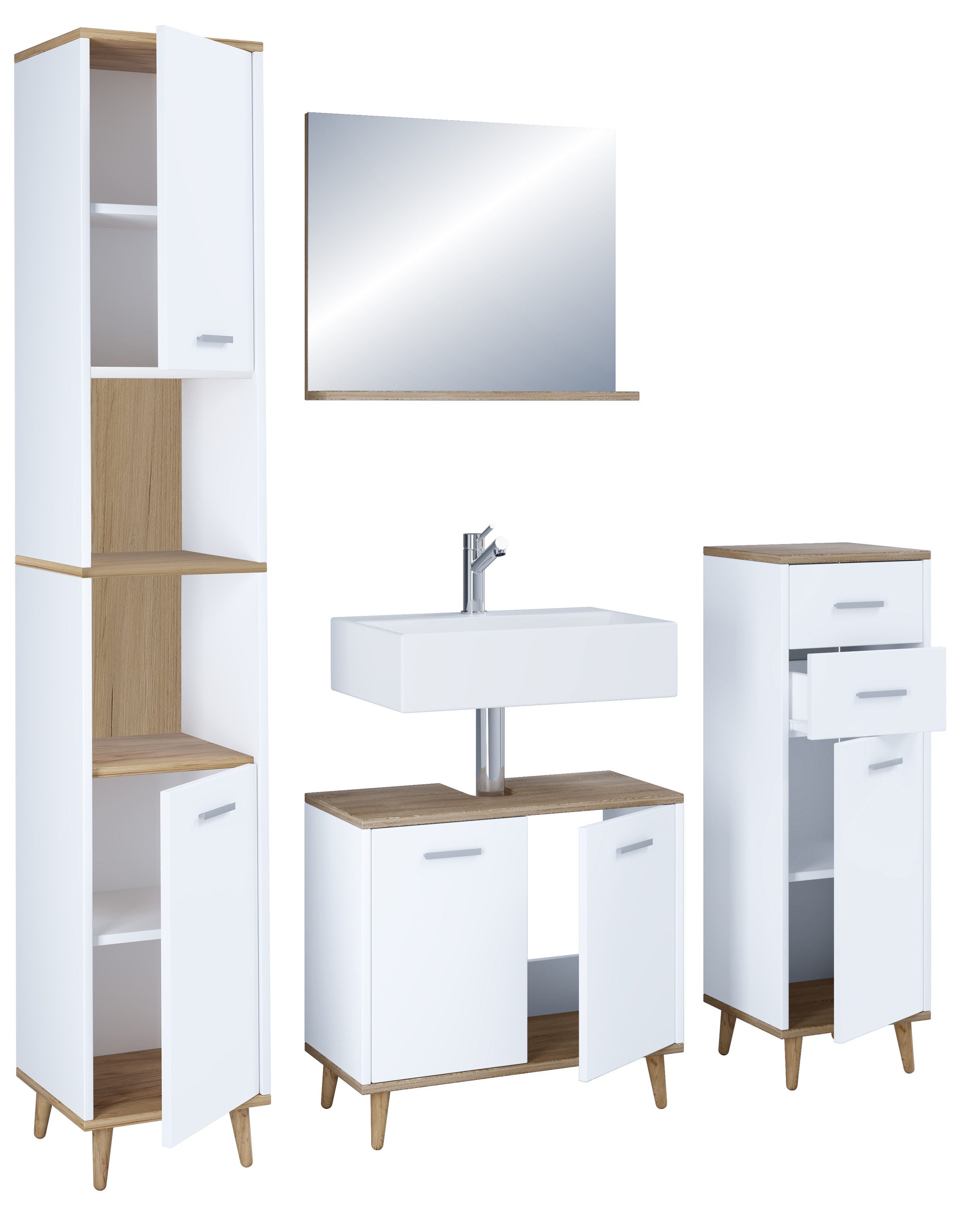 VCM Badmöbel-Set 4-tlg. Komplett Badmöbel Badschrank günstig online kaufen