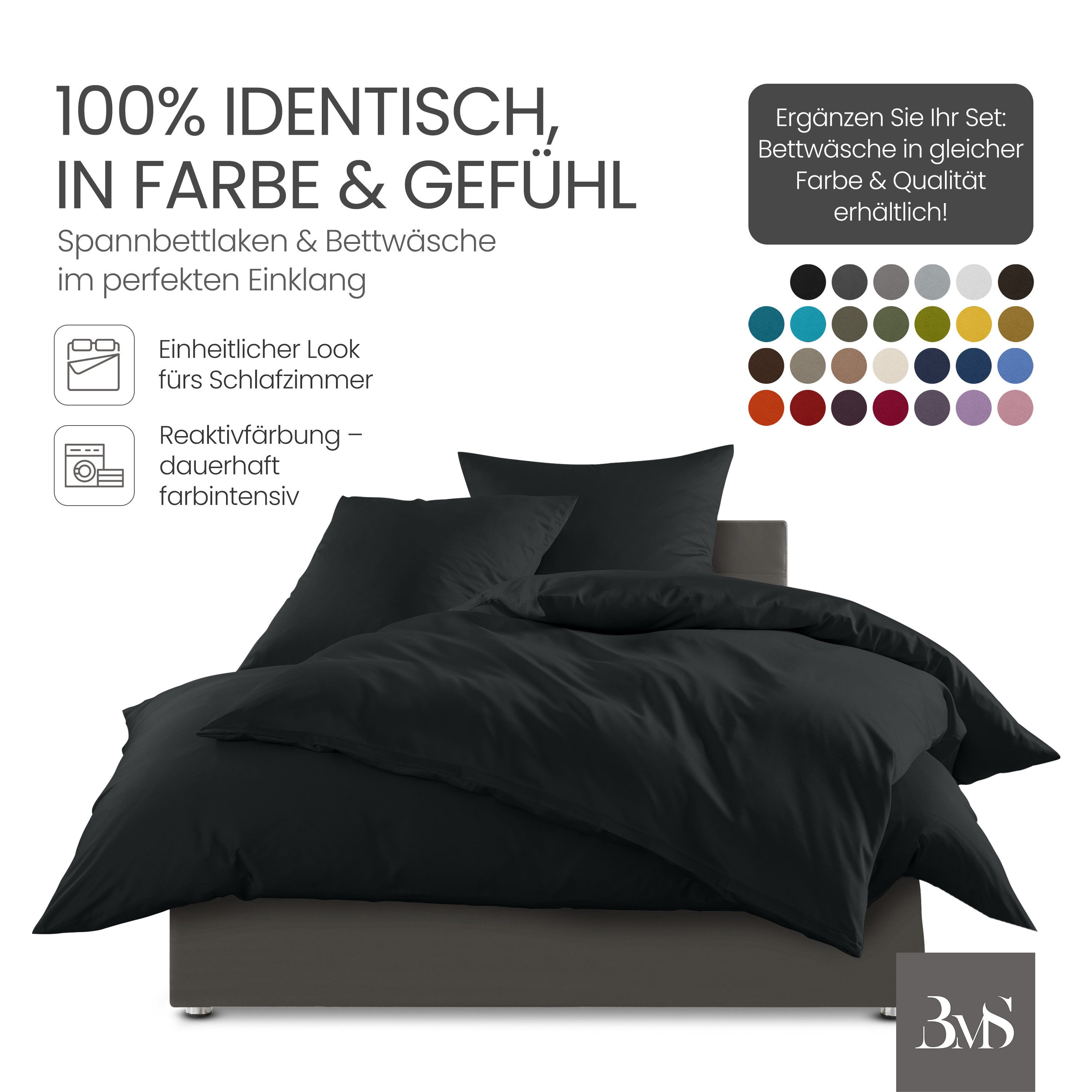 BETTWAESCHE-MIT-STIL Spannbettlaken Mako Satin Spannbettlaken, Matratzenhöhe 31-40 cm, Mako-Satin, Gummizug: rundum, (1 Stück) – Bild 4 von 5