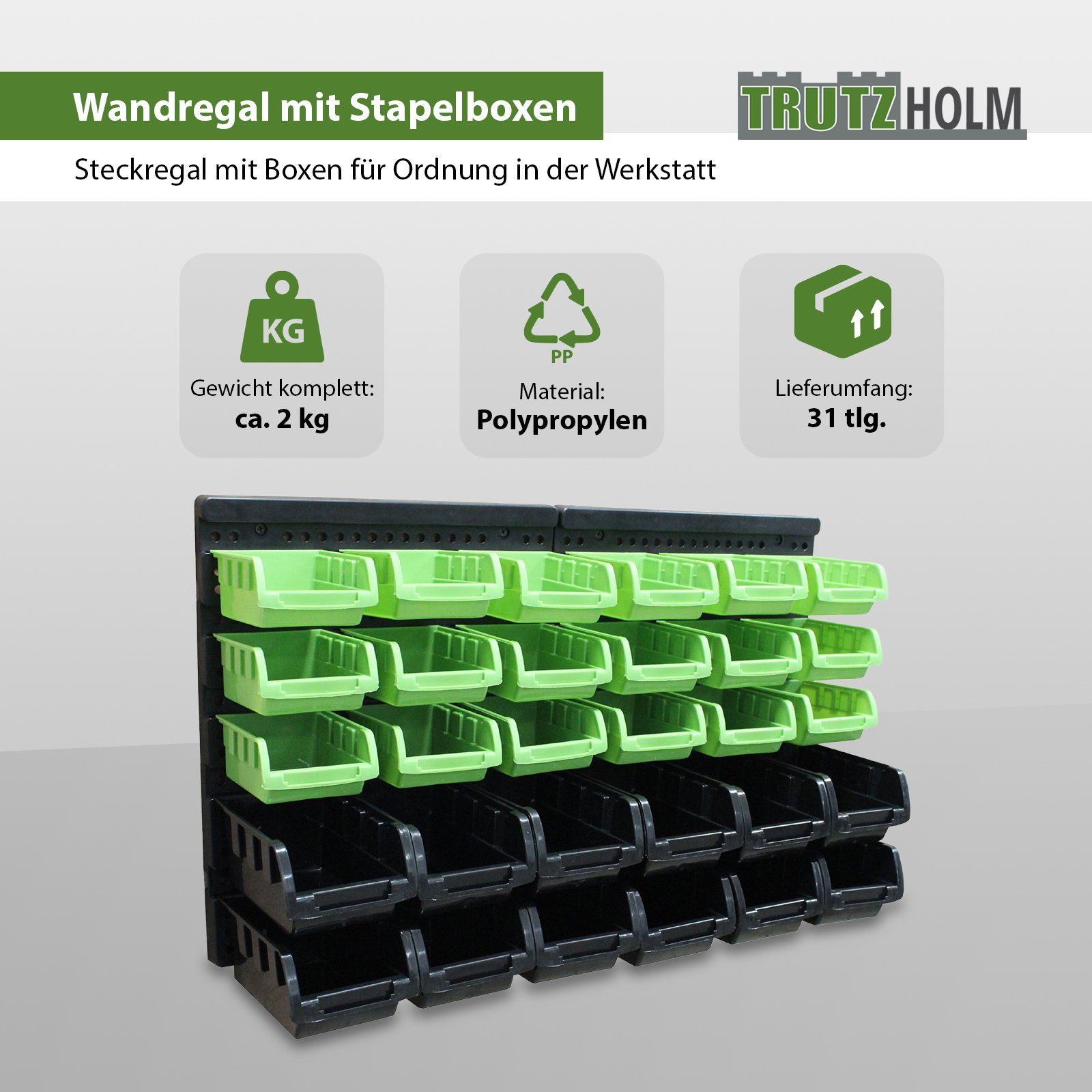 TRUTZHOLM Stapelbox Stapelboxen Wandregal 32 tlg günstig online kaufen