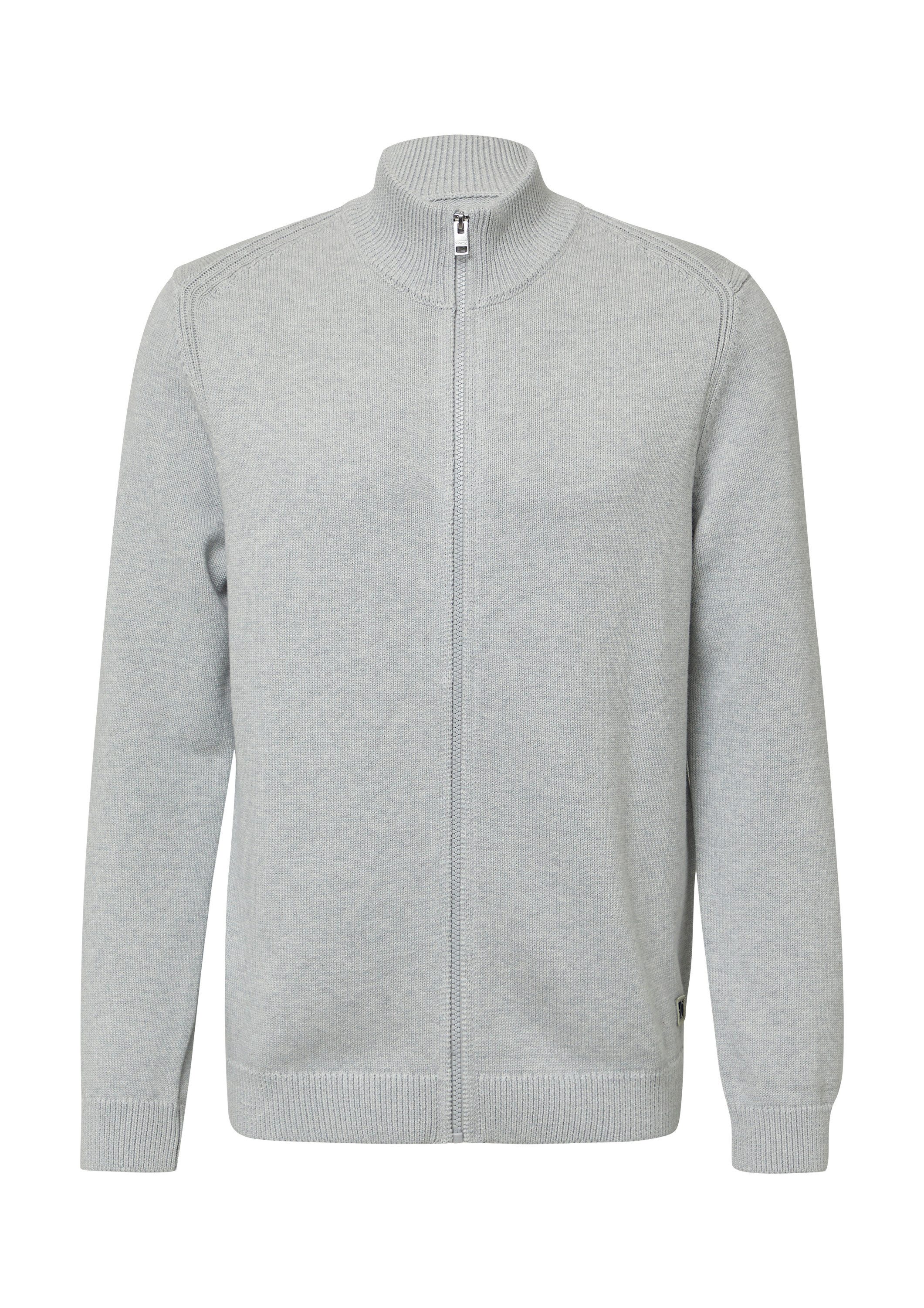 s.Oliver Cardigan Strickjacke Baumwoll-Strickjacke mit Stehkragen und Logo- günstig online kaufen