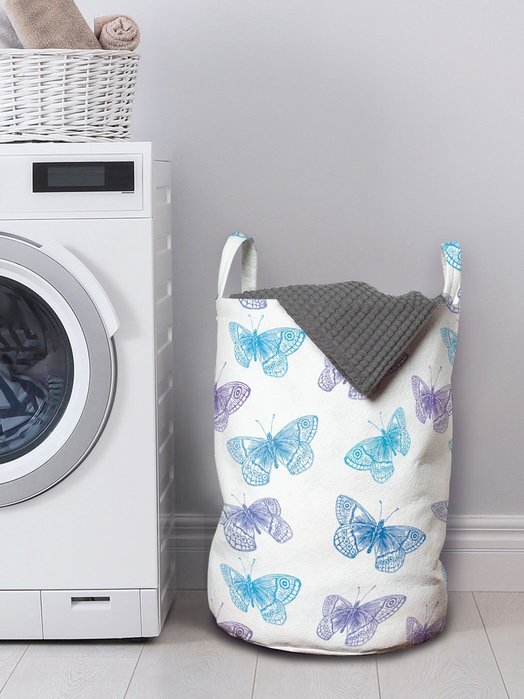 Griffen Wäschekorb Wäschesäckchen Abakuhaus Schmetterlings-Layout-Art Waschsalons, Entomologie für mit Kordelzugverschluss