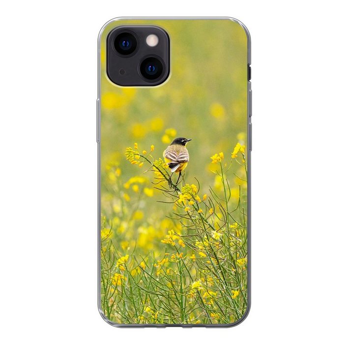 MuchoWow Handyhülle Vogel - Blumen - Gelb Handyhülle Apple iPhone 13 Mini Smartphone-Bumper Print Handy