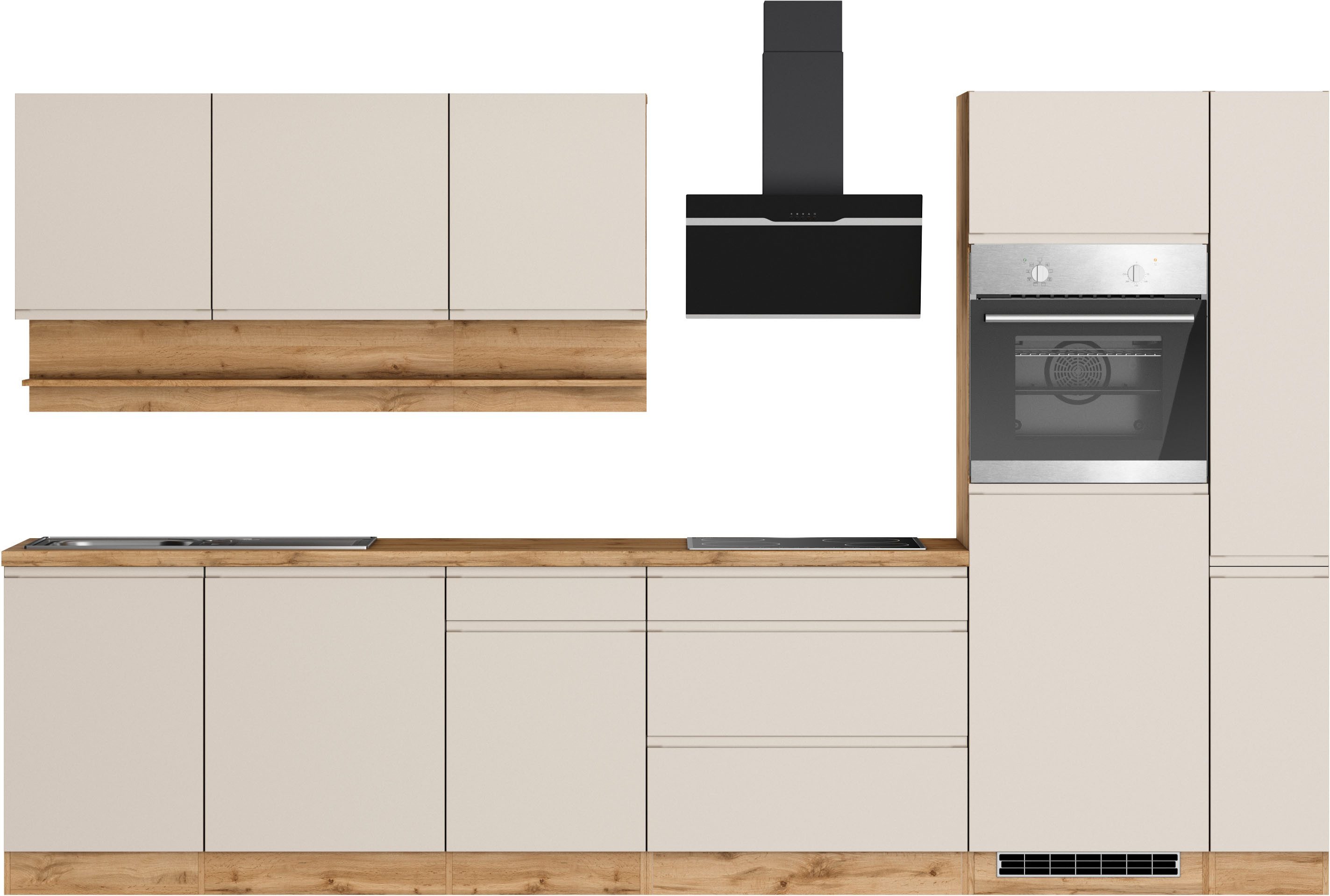 KOCHSTATION Küchenzeile KS-Virginia,neu in verbesserter Ausführung, Breite 330 cm, Soft-Close, wahlweise mit Induktion