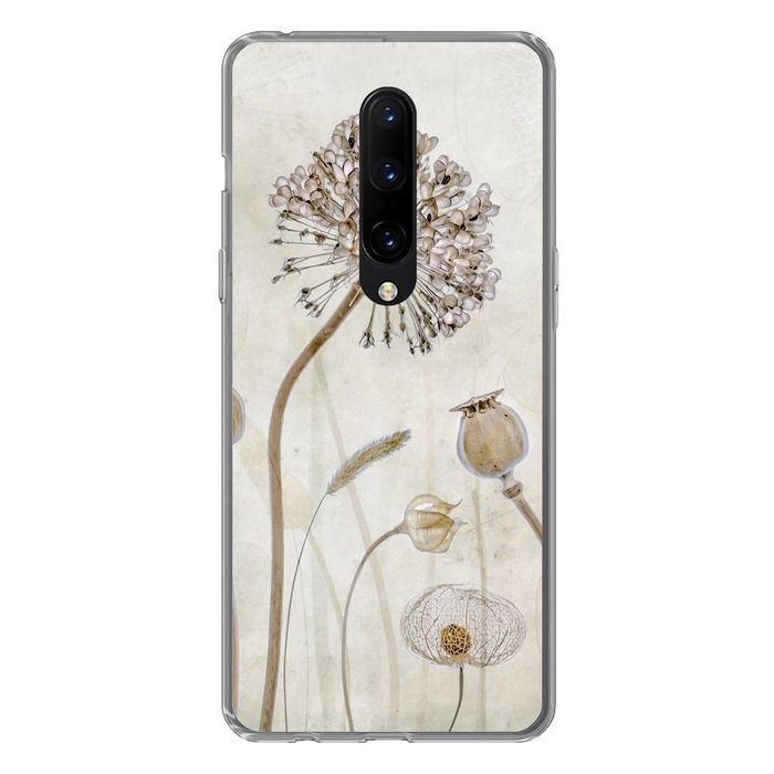 MuchoWow Handyhülle Blumen - Aquarell - Stilleben - Braun - Vintage Phone Case Handyhülle OnePlus 7 Pro Silikon Schutzhülle