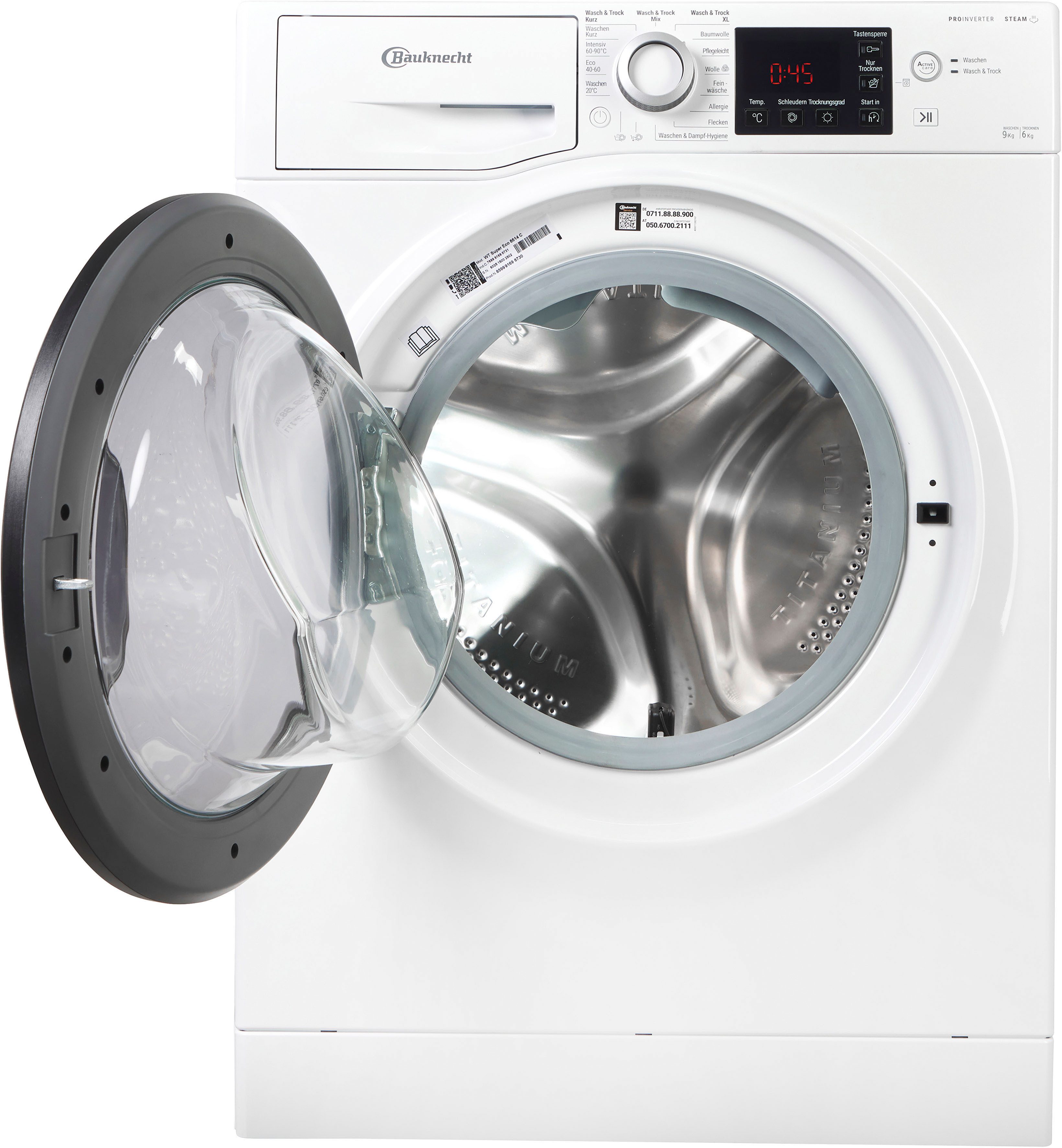 BAUKNECHT Waschtrockner WT Super Eco 9614 C, 9 kg, 6 kg, 1400 U/min