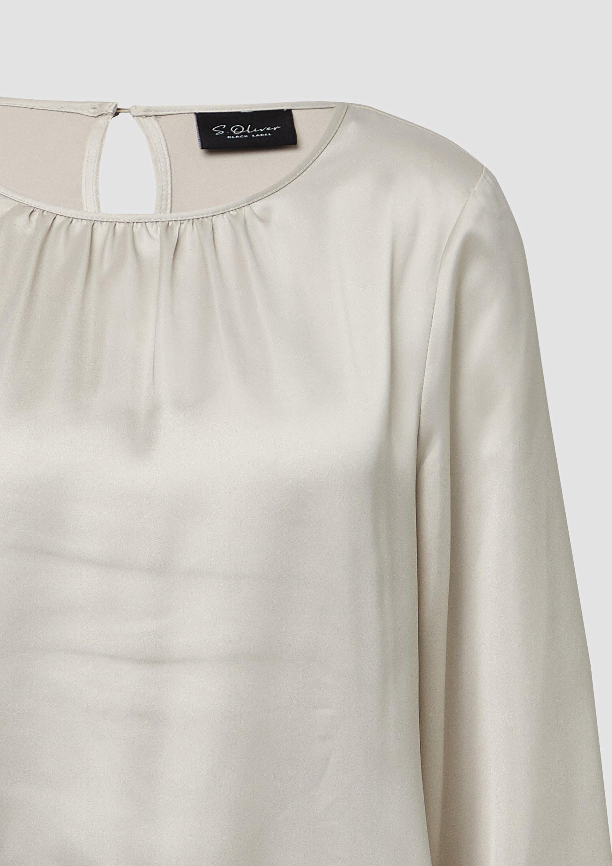 s.Oliver Langarmbluse Bluse Satin-Bluse mit Binde-Detail am Saum